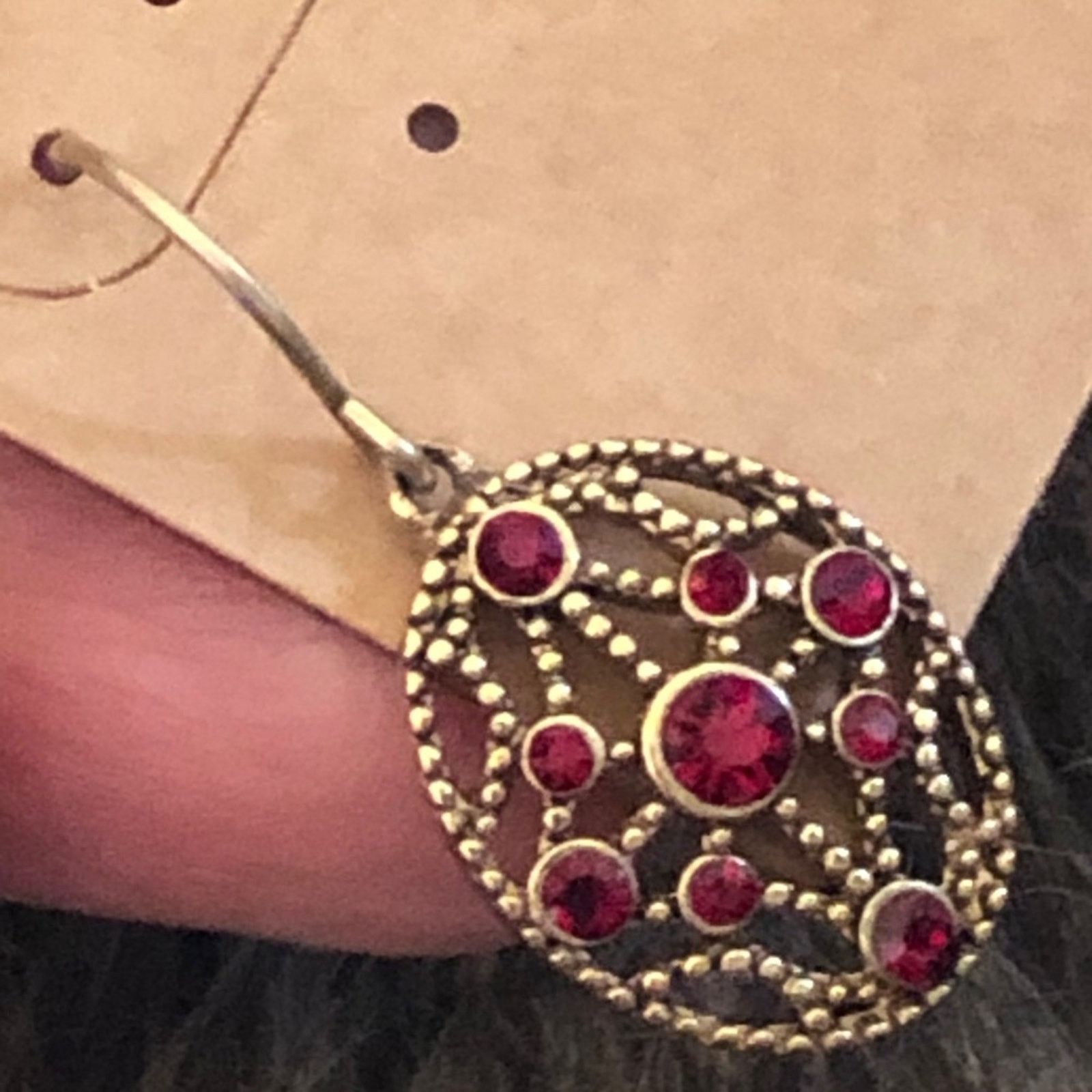 Monet Vintage Monet red stone gold tone drop earrings Size ONE SIZE - 4 Thumbnail
