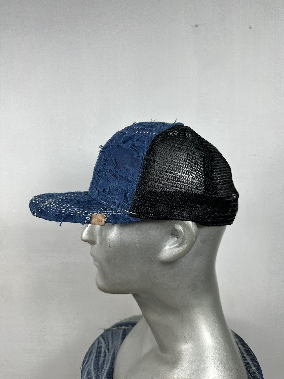 Handmade Custom Made Distressed Patchwork Boro Trucker hats Size ONE SIZE - 10 Thumbnail