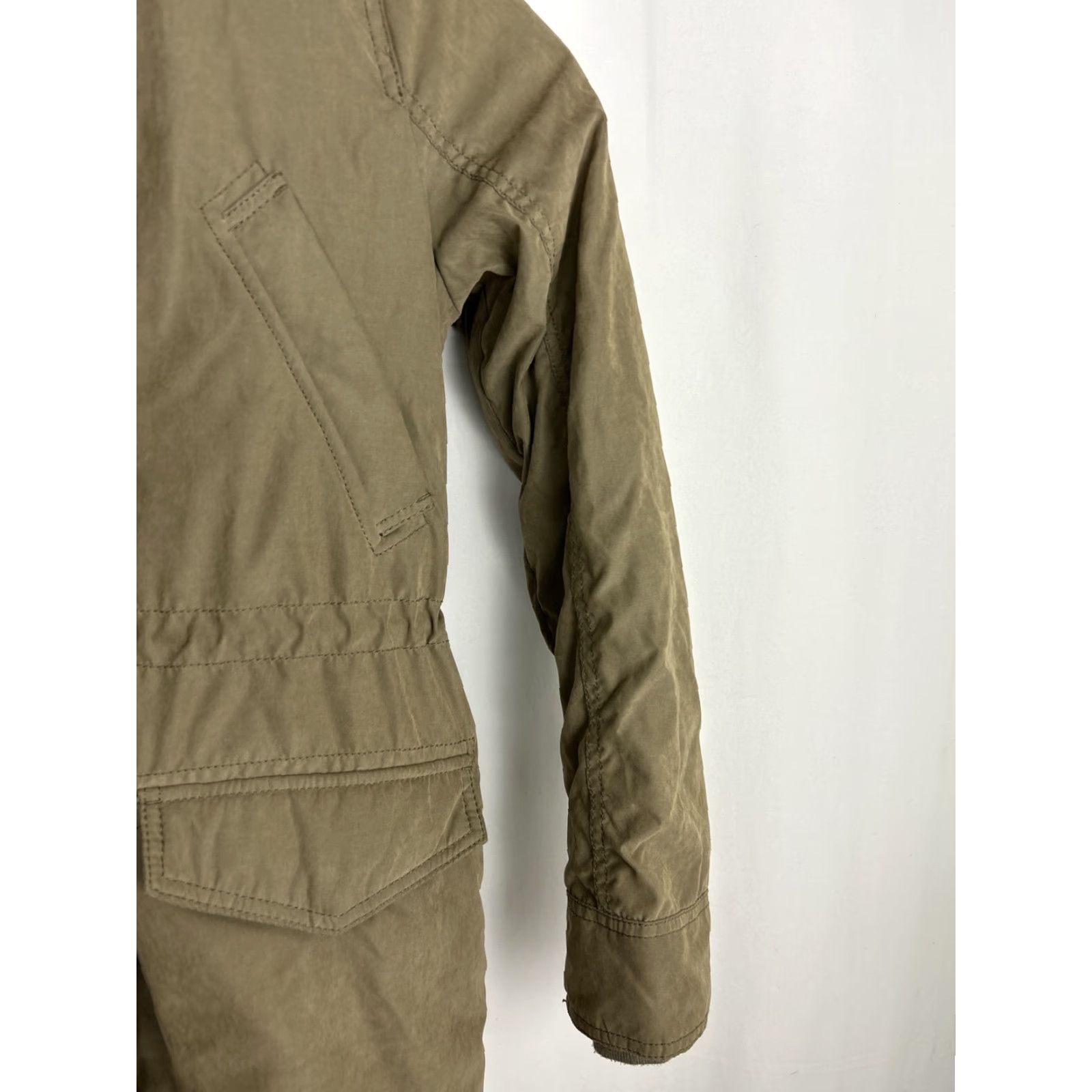 Abercrombie & Fitch Abercrombie Womens Small Olive Green Full Zip Suede Faux Fur Lined Parka Jacket Size S / US 4 / IT 40 - 4 Thumbnail