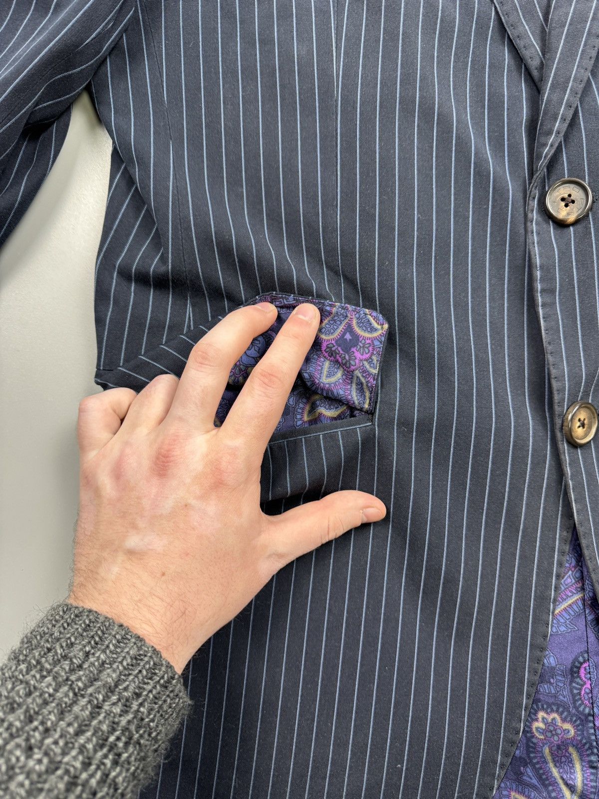Etro Etro Two Button Striped Cotton Blazer (Y1252) Size 40R - 5 Thumbnail