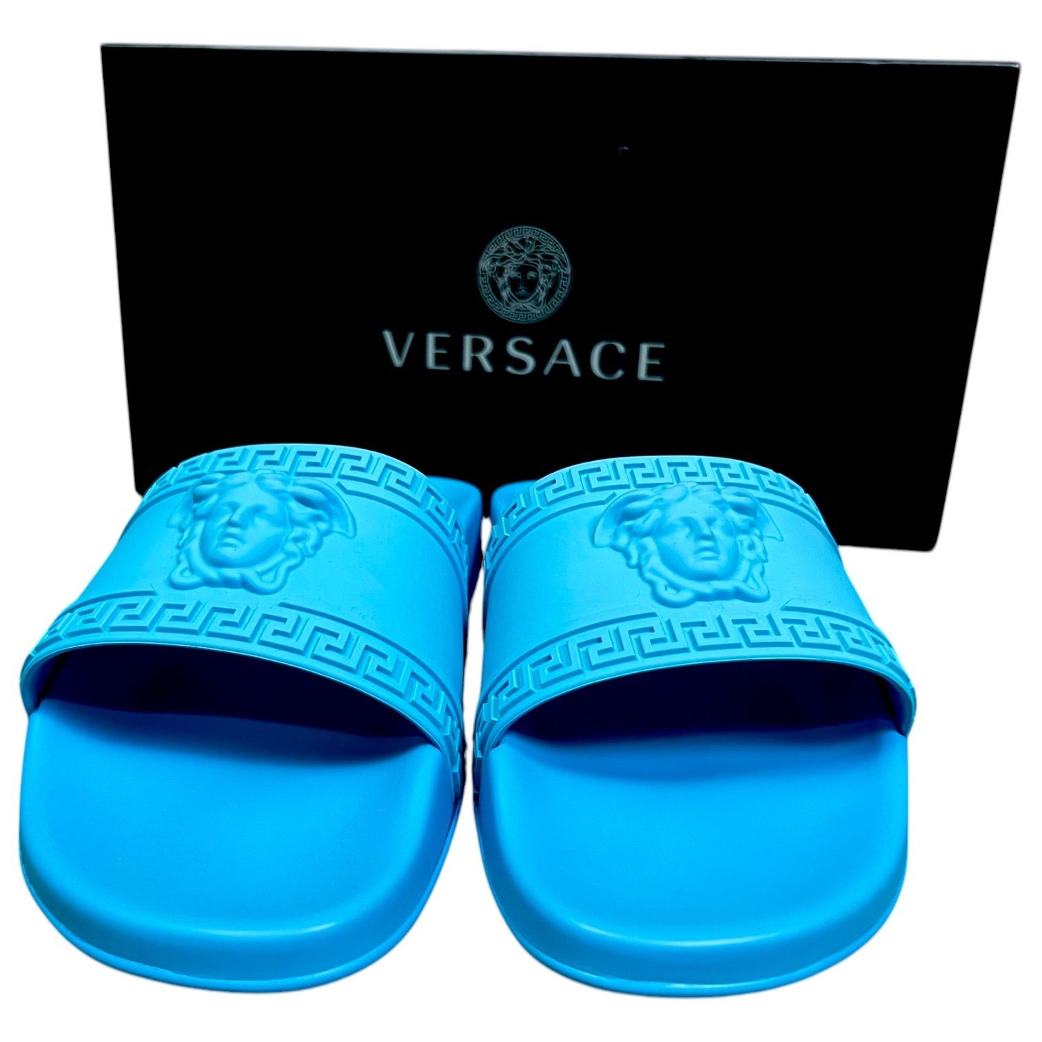 Versace Versace Palazzo Mens EU 45 US 12 Sky Medusa Blue Pool Slides Size US 12 / EU 45 - 8 Thumbnail