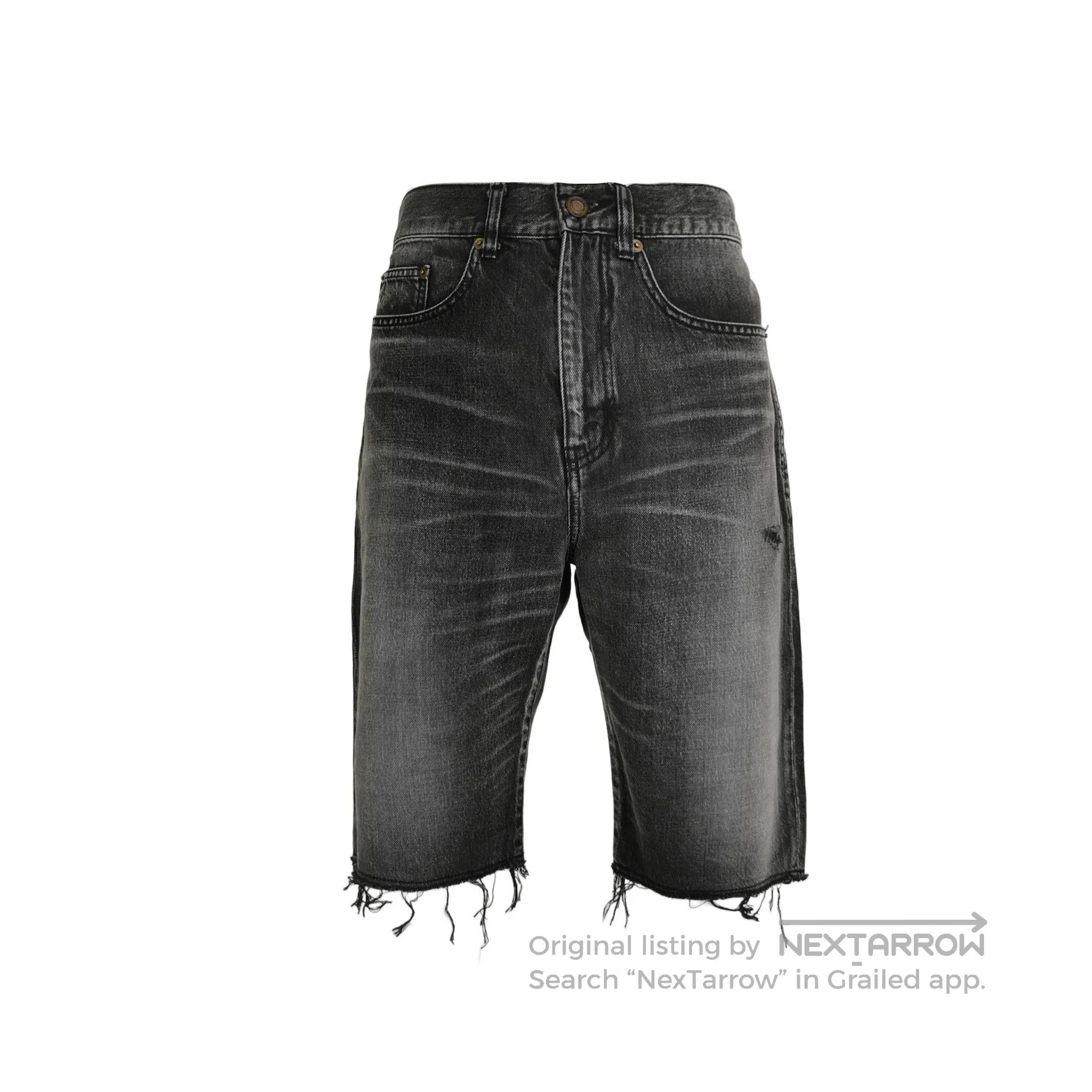 Saint Laurent Paris Saint Laurent Men's Cotton Frayed Logo Shorts. Size US 30 / EU 46 - 5 Thumbnail