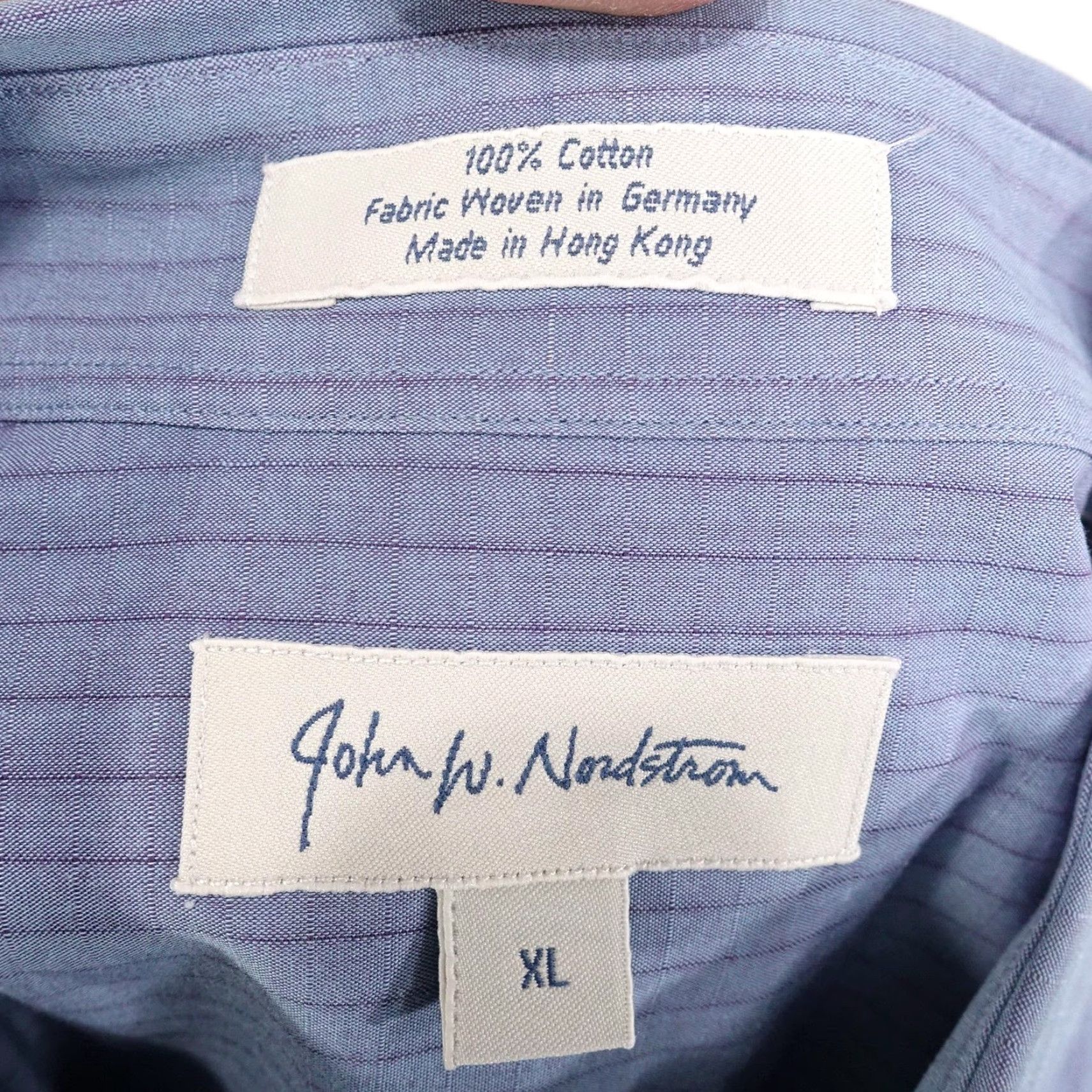 Nordstrom John W. Nordstrom Shirt Mens XL Blue Pinstripe Button-Down Long Sleeve Pocket Size US XL / EU 56 / 4 - 6 Thumbnail