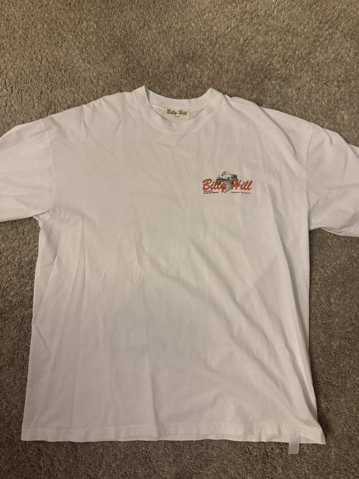 Image of Billy Hill OG Auto Parts Tee in White, Men's (Size 2XL)