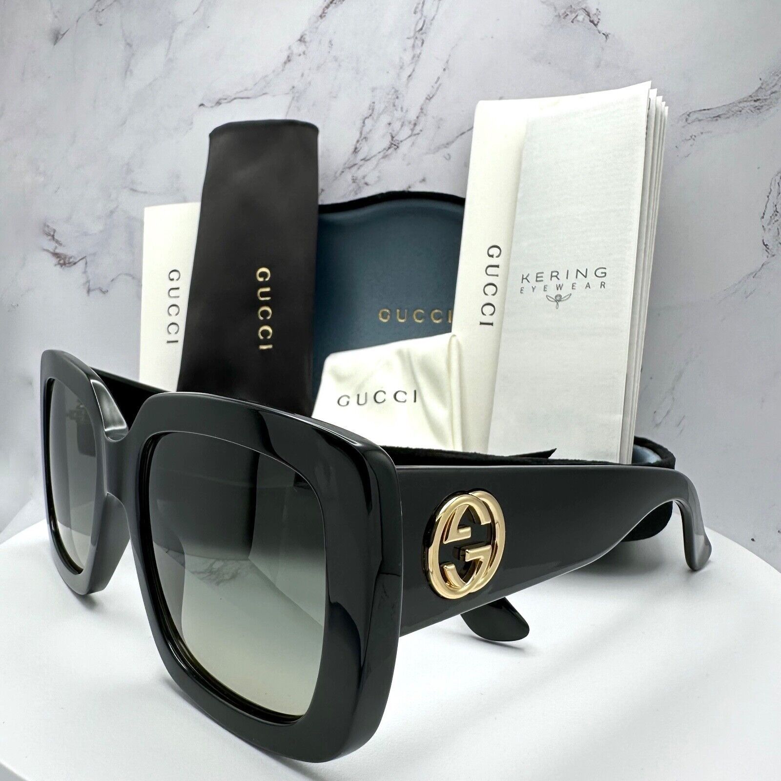 Gucci New Gucci Sunglasses New Black Gold GG Metal Logo Authentic Size ONE SIZE - 5 Thumbnail