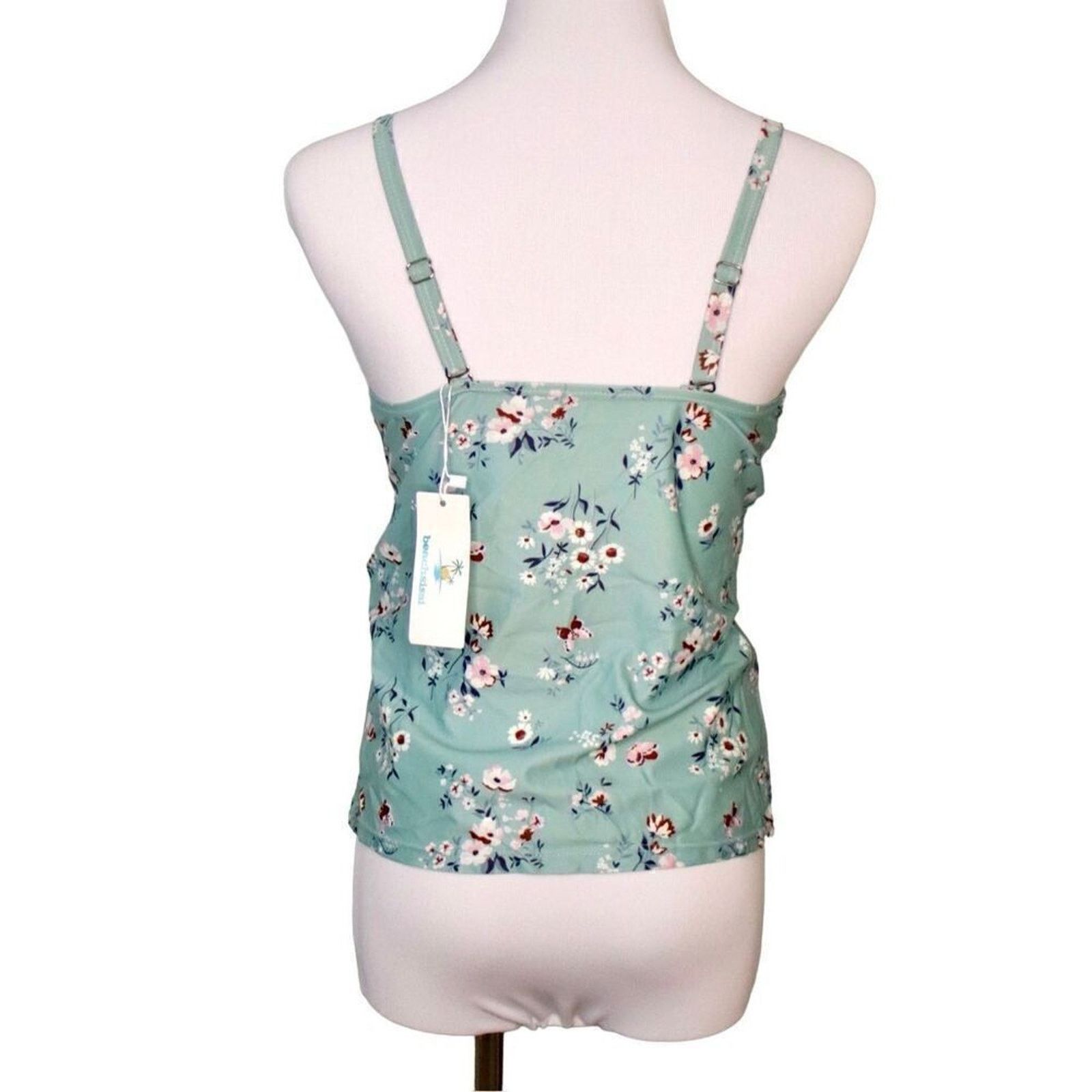 Other Beachsissi Blue Floral Padded Tankini Swim Top LARGE NWT Size ONE SIZE - 3 Thumbnail