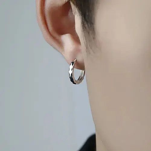 Other 925 Silver Plated Hoop Earrings for Men Women,Punk Hip Hop Size ONE SIZE - 3 Thumbnail