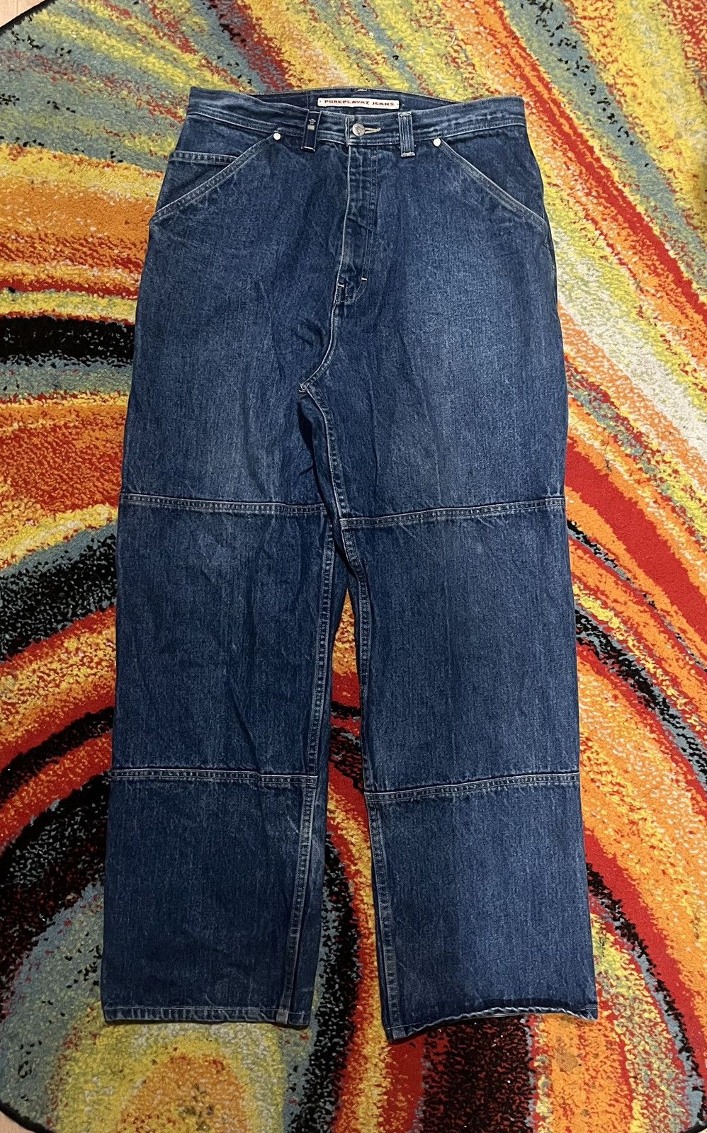 Vintage Vintage 90’s PurePlayaz Double Knees 34x32 Dark Wash Skaters Size US 34 / EU 50 - 1 Thumbnail