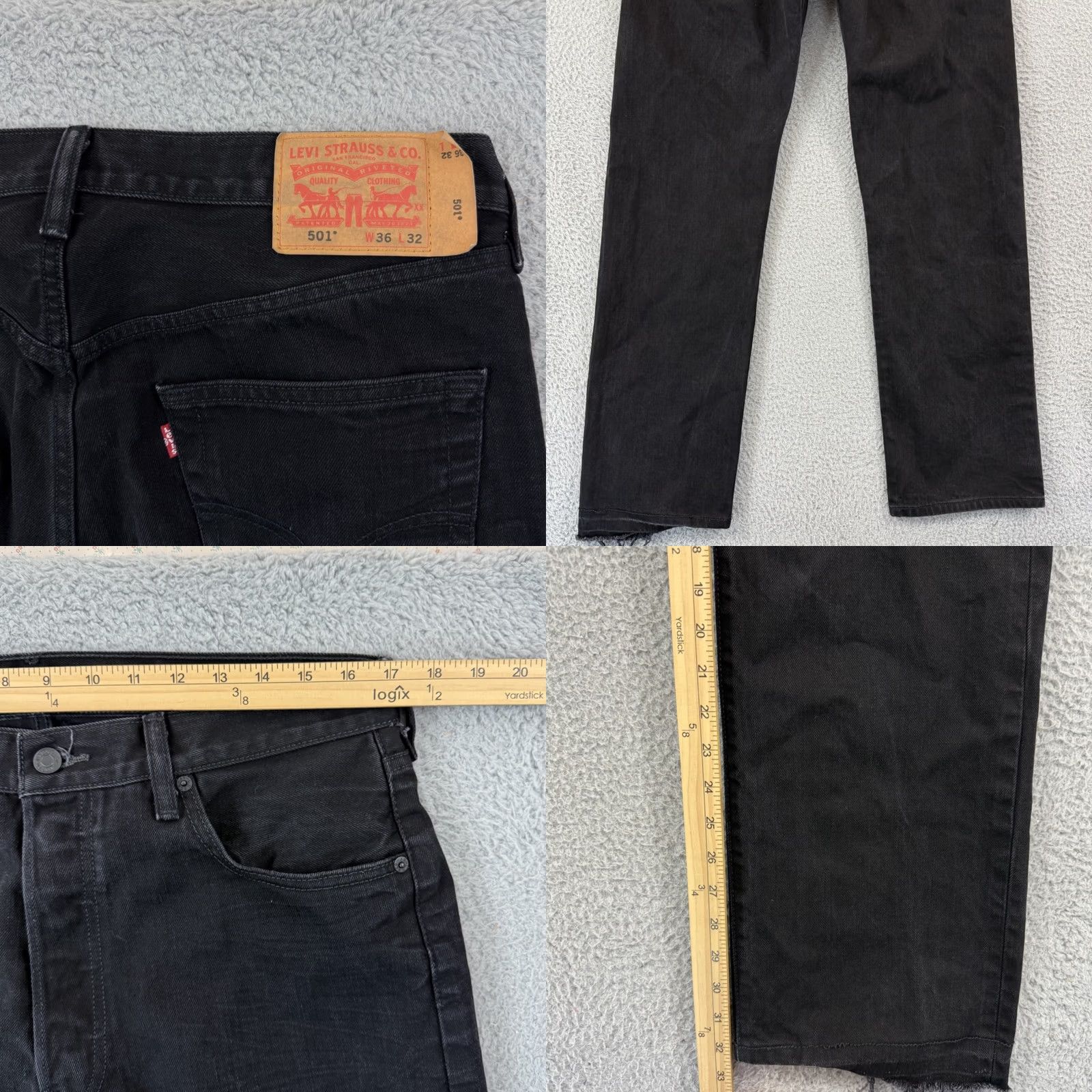 Levi's VINTAGE Levi's 501 Jeans Mens 34x32 Black Denim Button Fly Grunge Outdoor Leather Logo Size US 34 / EU 50 - 8 Thumbnail