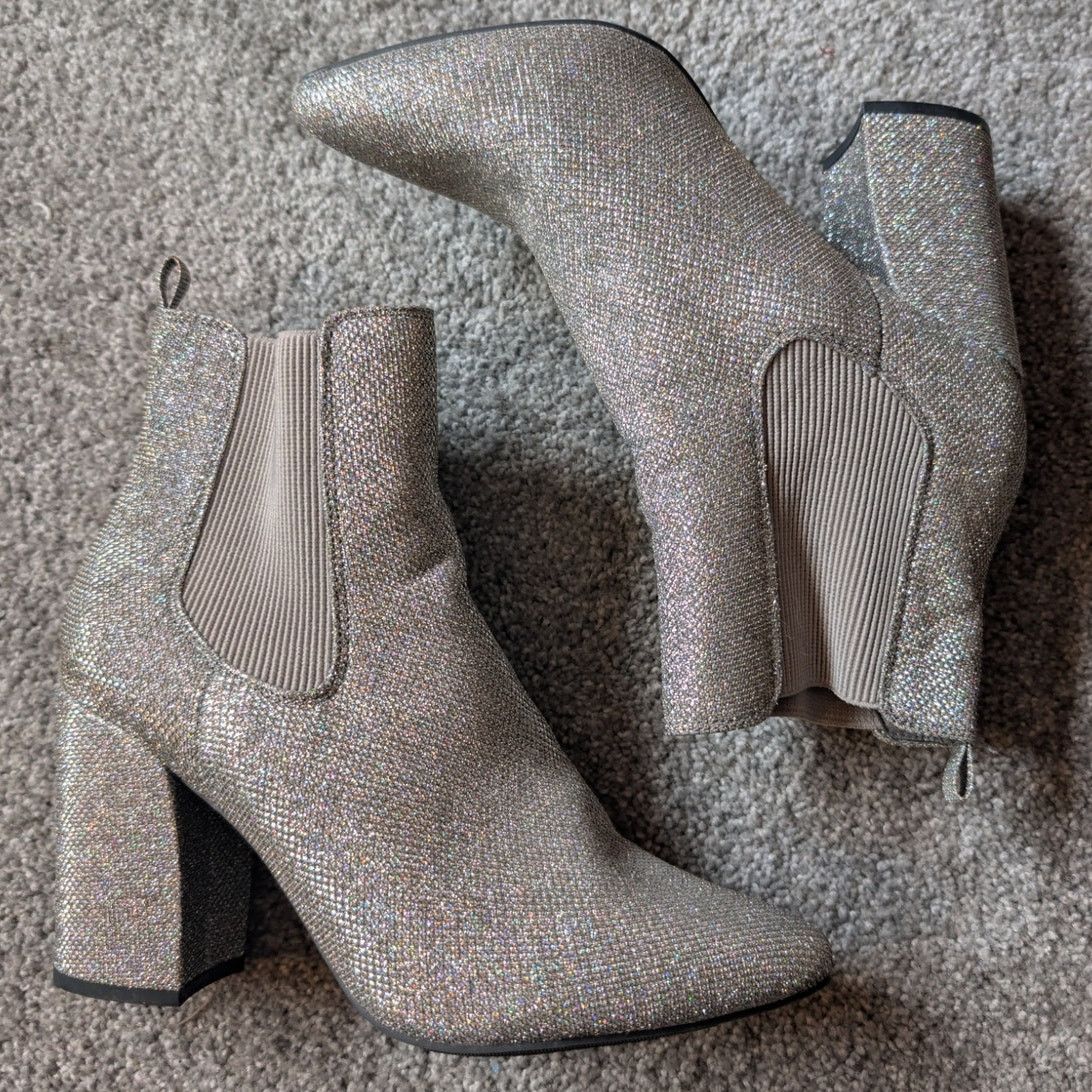 Sugar Grey Sparkle Eras Tour Glitter Boots "Tori" Boots by Sugar Size US 10 / IT 40 - 1 Thumbnail