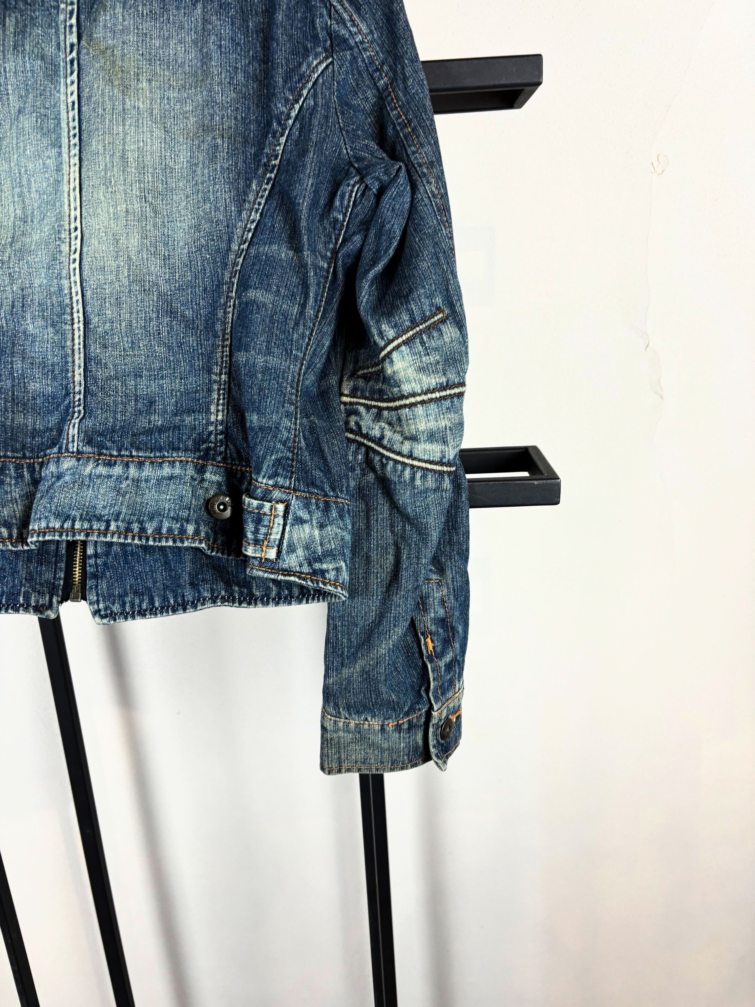 Other Vintage Denim Jacket Zip Up Faded Blue Y2K Biker Style Fit Size US XS / EU 42 / 0 - 8 Thumbnail