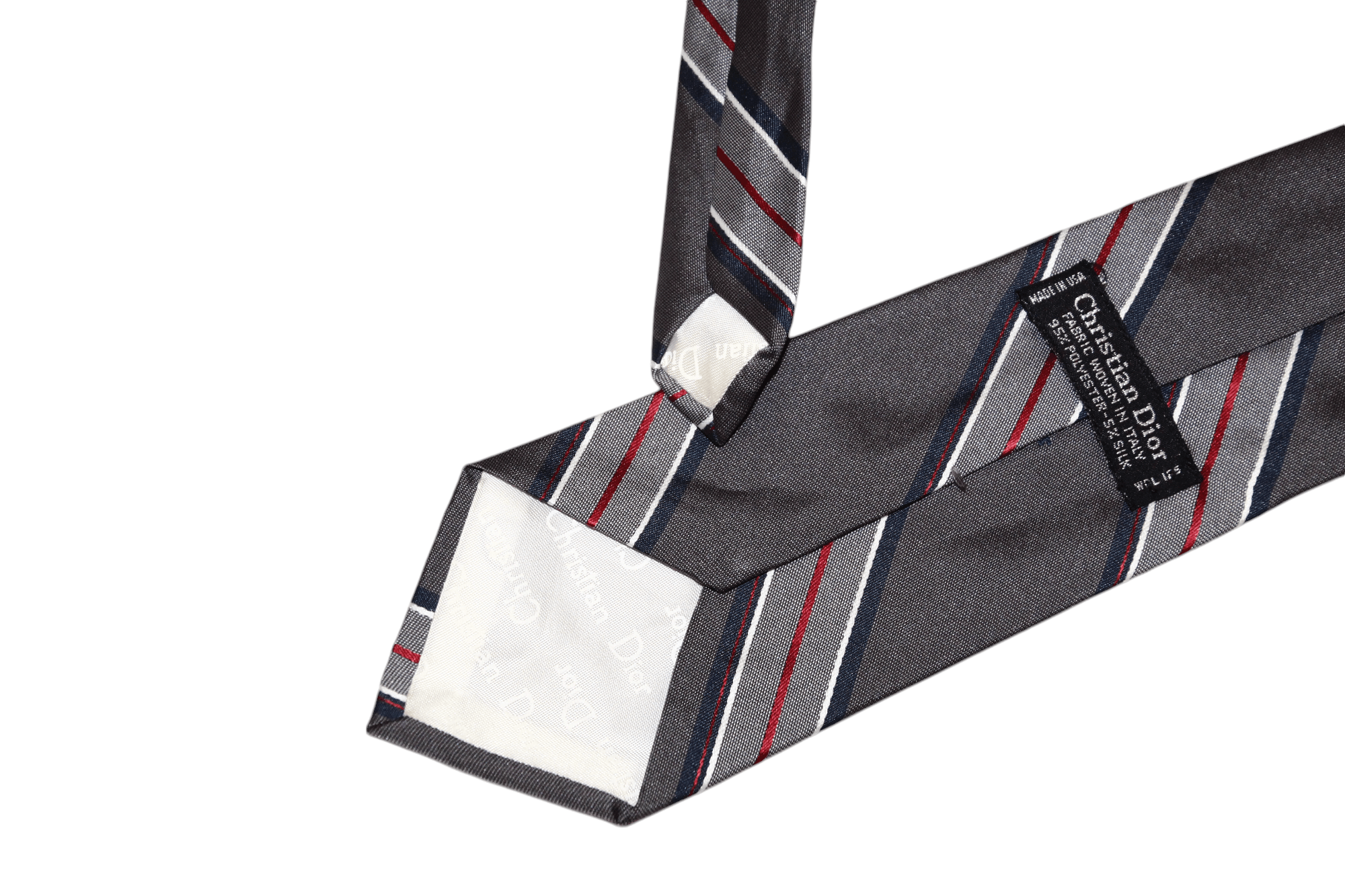 Christian Dior Monsieur Vtg Christian Dior Black Label USA made red-grey stripes tie Size ONE SIZE - 6 Thumbnail