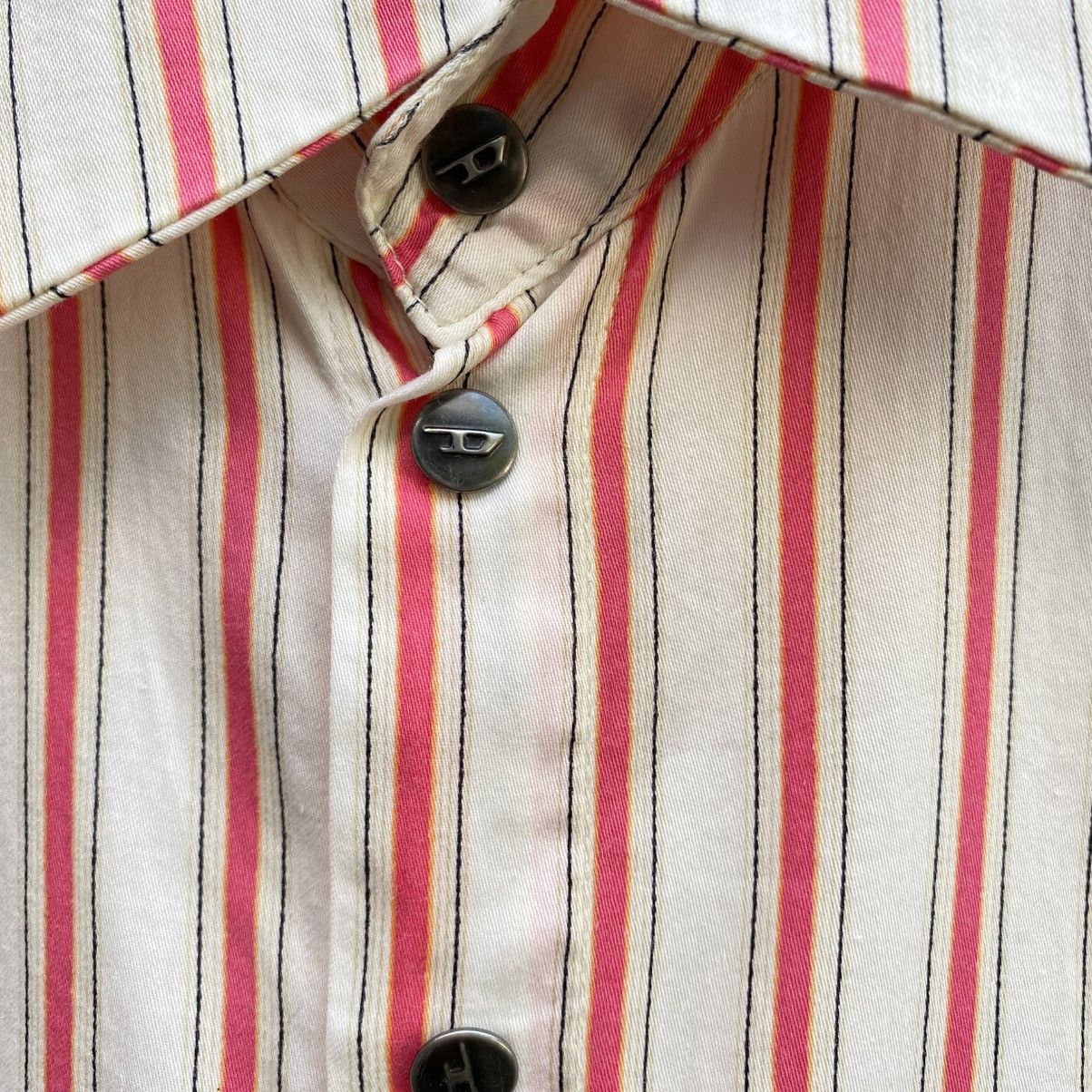 Diesel DIESEL White Striped Snap-Button Shirt Size S / US 4 / IT 40 - 5 Thumbnail