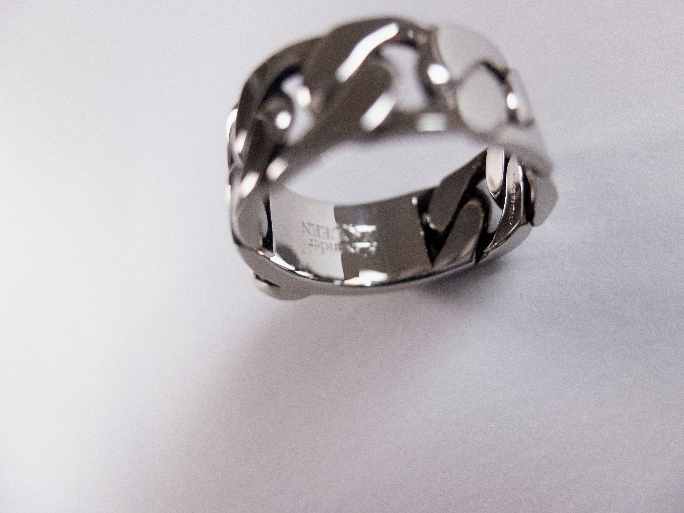 Alexander McQueen ALEXANDER MCQUEEN silver tone Skull chain metal ring 21 9.5 Size ONE SIZE - 6 Thumbnail