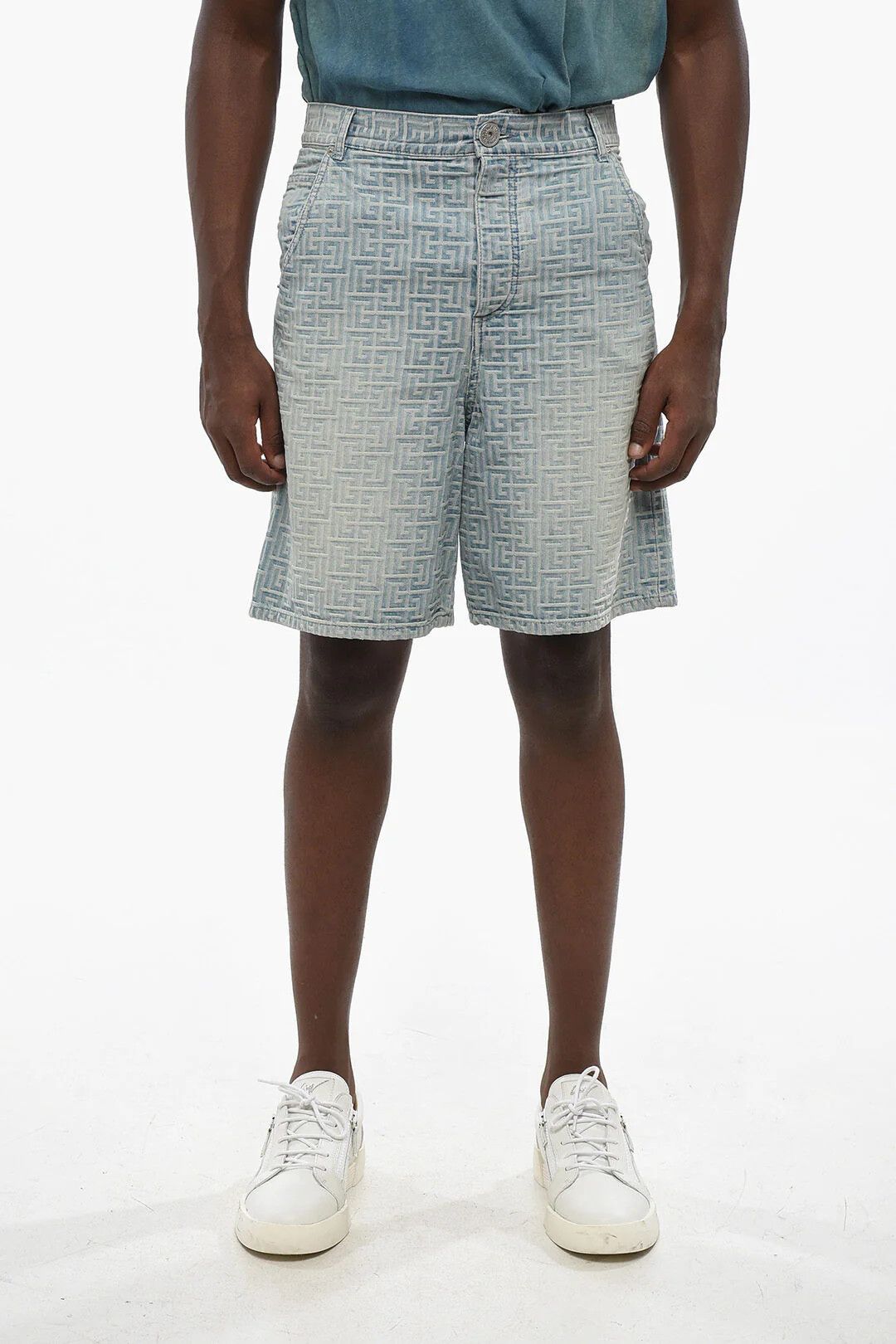 og1mm0326 All-Over Monogram Denim Short in Blue