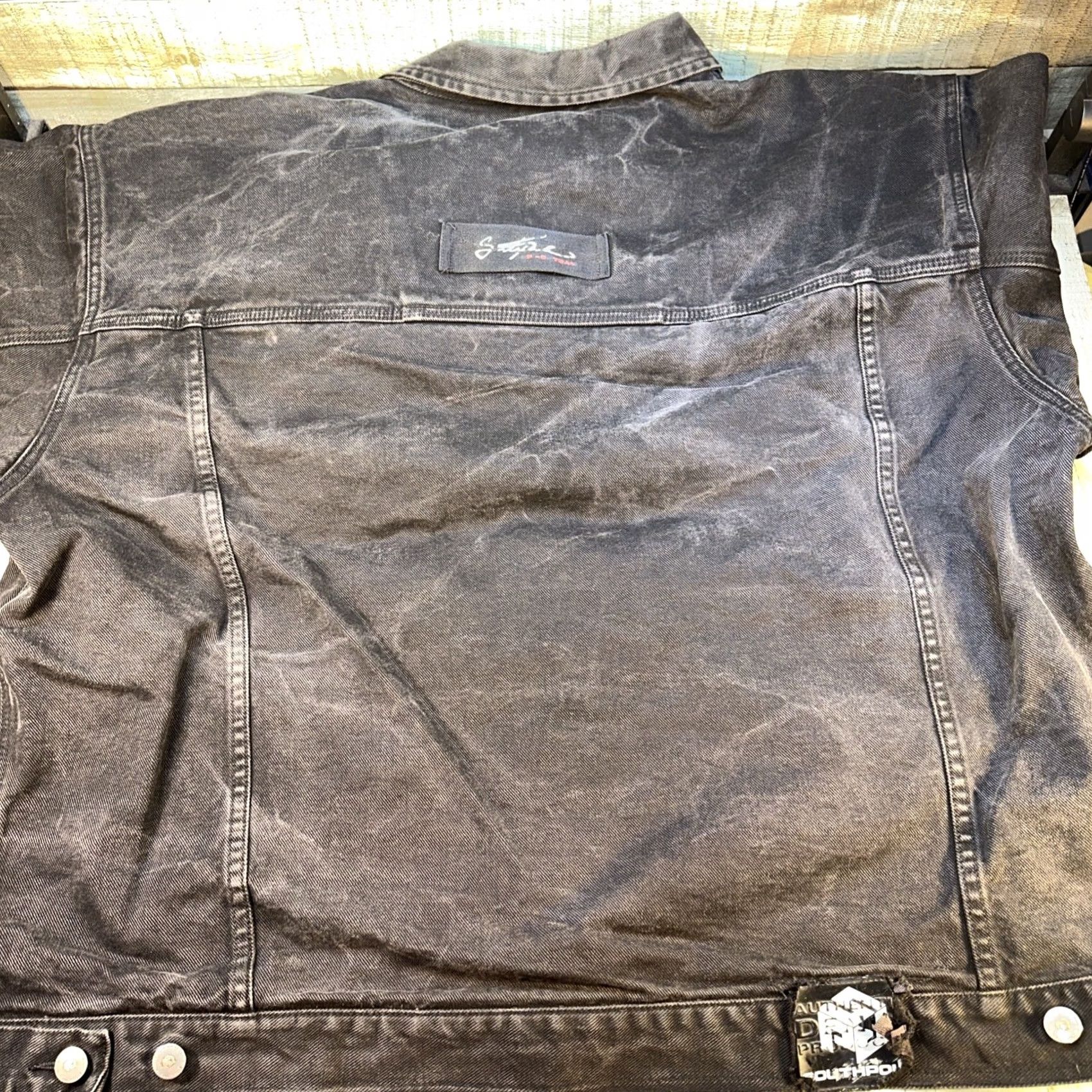Denime VINTAGE South Pole Black Denim Jacket 3XL Distressed Collar Workwear Style Jacket Mens Black Denim 3XL Vintage Distressed Collar Workwear Size US XXL / EU 58 / 5 - 3 Thumbnail