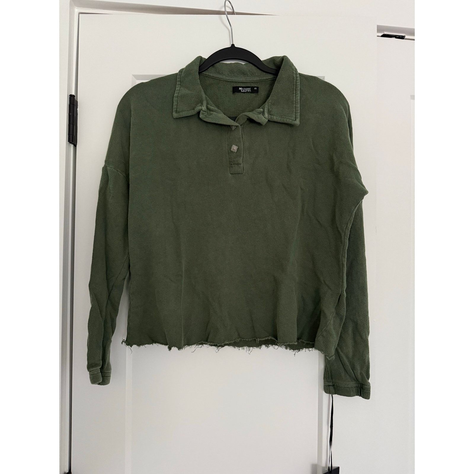 $132 New Michael Lauren Revolve Polo Crop - green - XS