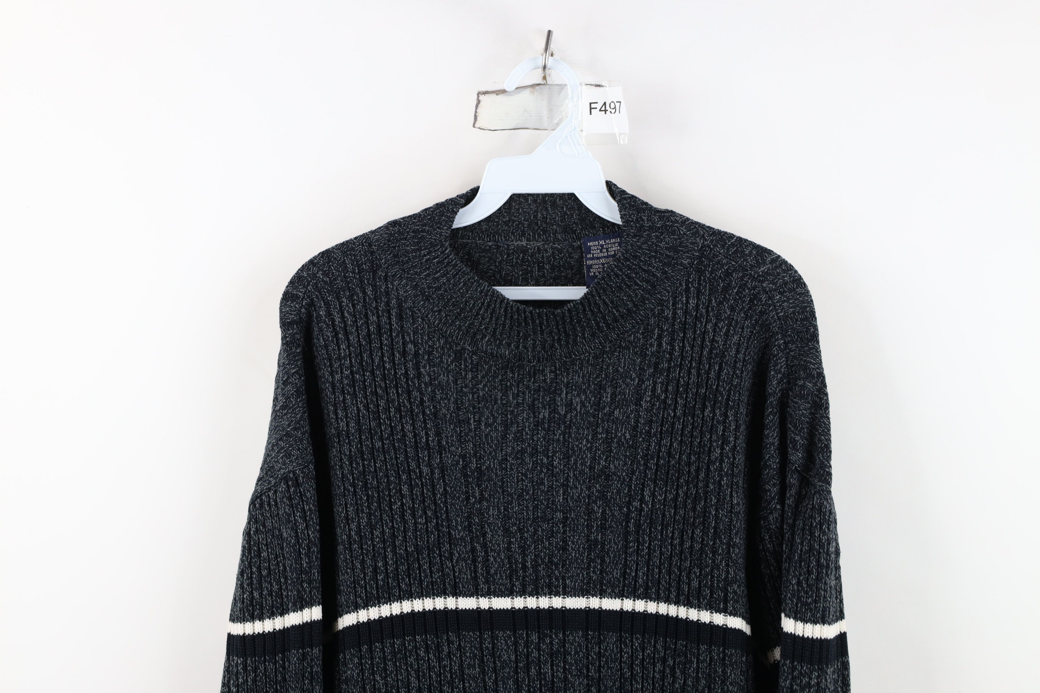 Vintage Vintage 90s Streetwear Chunky Ribbed Knit Sweater Gray Size US XL / EU 56 / 4 - 2 Thumbnail
