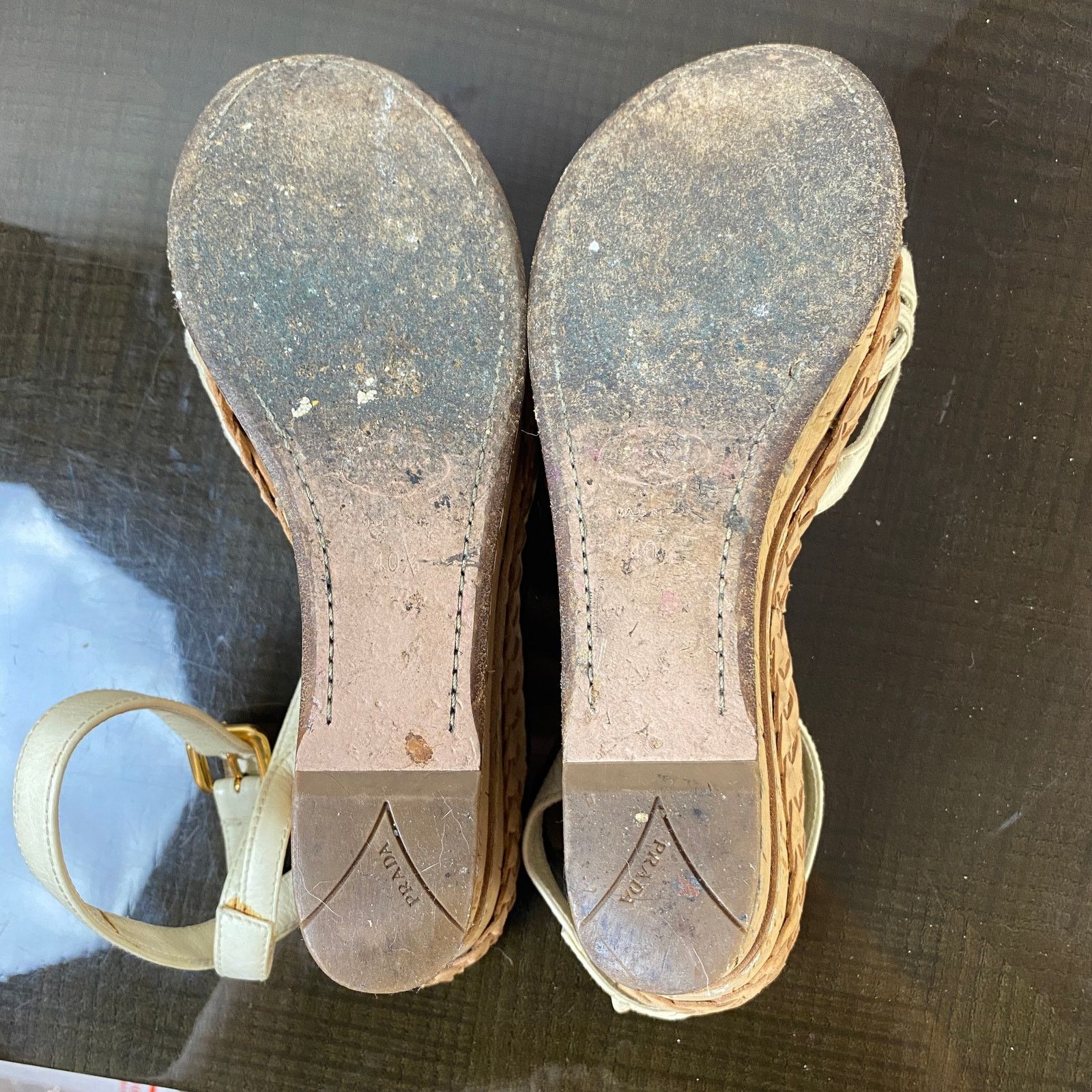 Prada Prada Cork Wedge Leather Ankle Strap Sandals Women's 40.5 Size US 10.5 / IT 40.5 - 8 Thumbnail