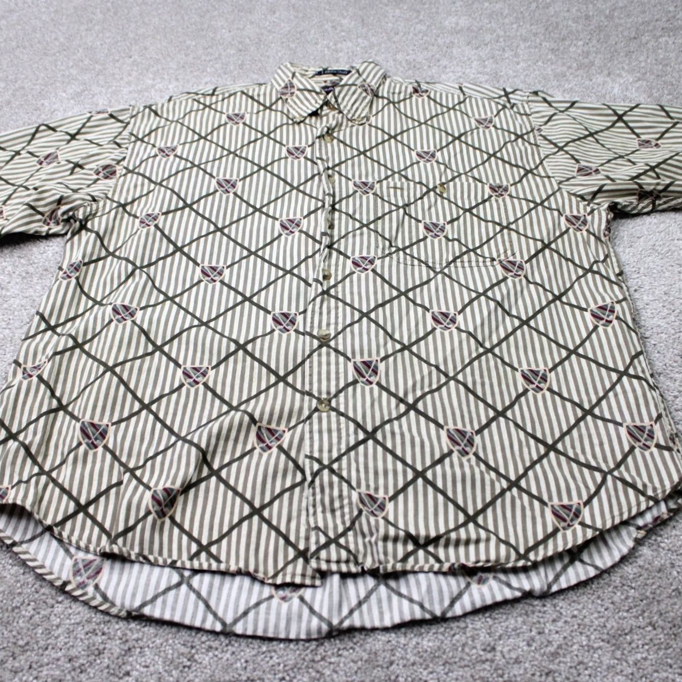 Gant GANT Chelsea Twill AOP Shirt Mens Large Green/Gray All Over Print S/S Size US L / EU 52-54 / 3 - 3 Thumbnail