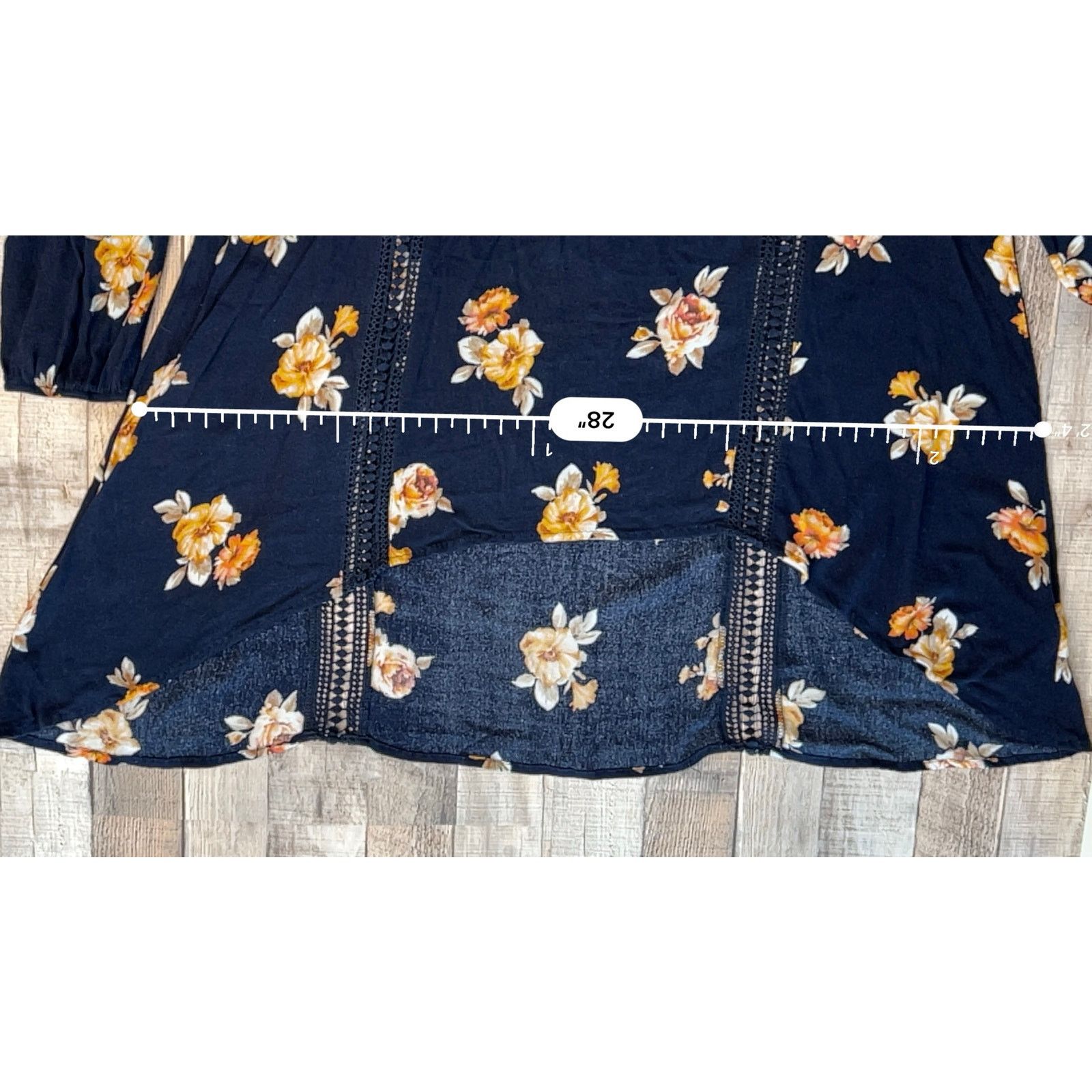 Other Blu Pepper Lace Insets Blue Floral Blouse LARGE Cottagecore Size L / US 10 / IT 46 - 9 Thumbnail