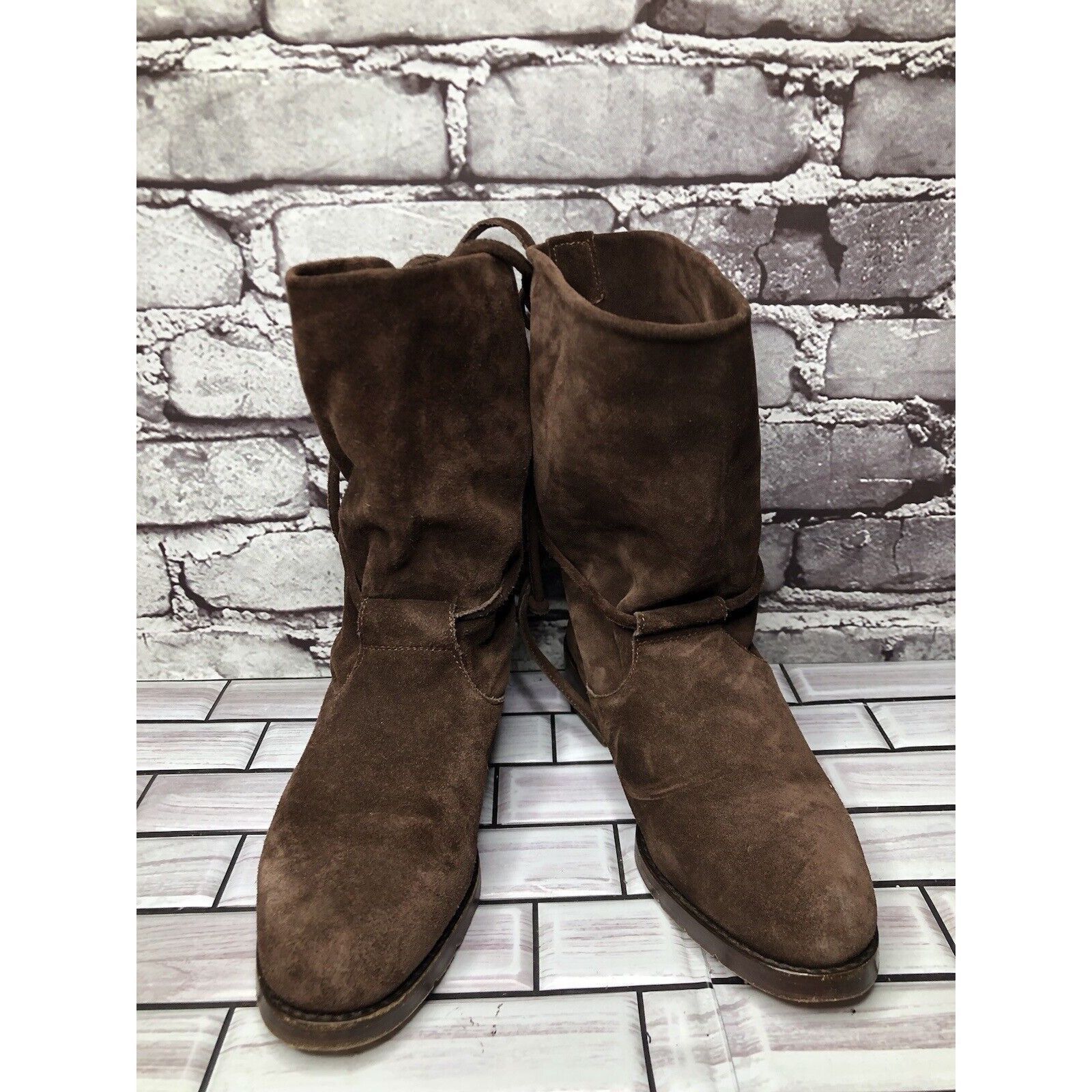 Other Joan & David Brown Suede Leather Back Lace Up Heels Boots Wo Size US 6 / IT 36 - 15 Thumbnail
