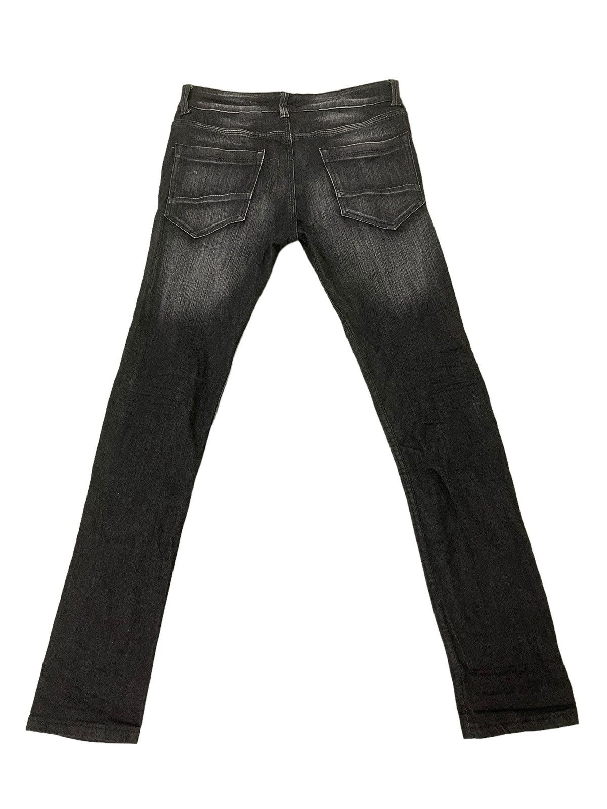Japanese Brand Distress Jeans K.U.I. Faded Black Skinny Stretch Denim 8🟦6 Size US 31 - 13 Thumbnail