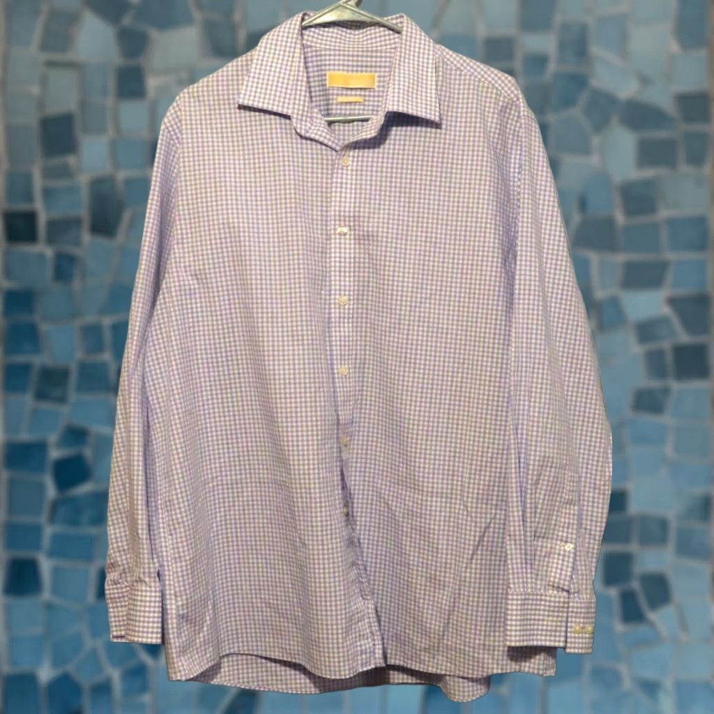 Michael Kors Michael Kors Dress Shirt Mens 34 Regular Non-Iron Blue Striped Button Up Shirt Striped Dress Shirt Mens RegularPurple Size US S / EU 44-46 / 1 - 1 Thumbnail