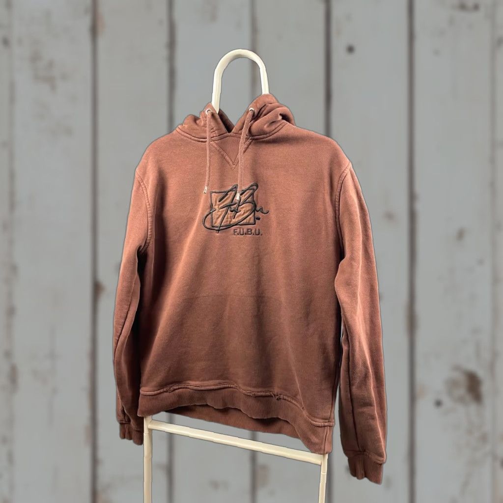 Fubu FUBU Hoodie Mens Brown Cotton Long Sleeve Pullover Drawstring S Size Regular Logo Pockets Size US S / EU 44-46 / 1 - 1 Thumbnail
