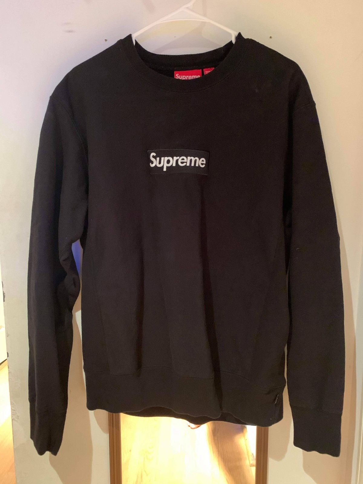 image of Supreme Box Logo Crew Neck (Fw18) Black, Men's (Size Medium)
