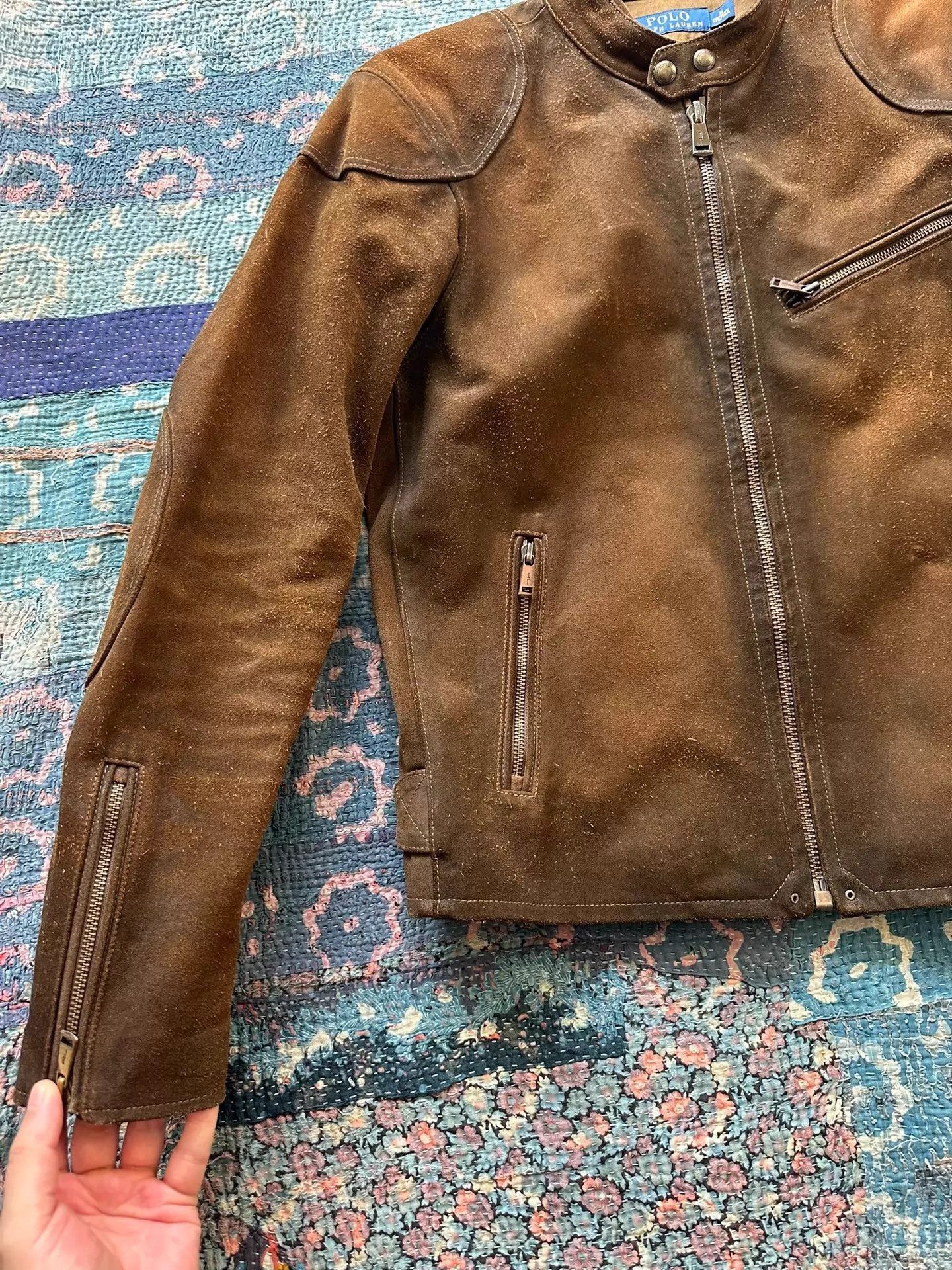 Polo Ralph Lauren Brown Suede Moto Jacket Size M Size US XXS / EU 40 - 3 Thumbnail