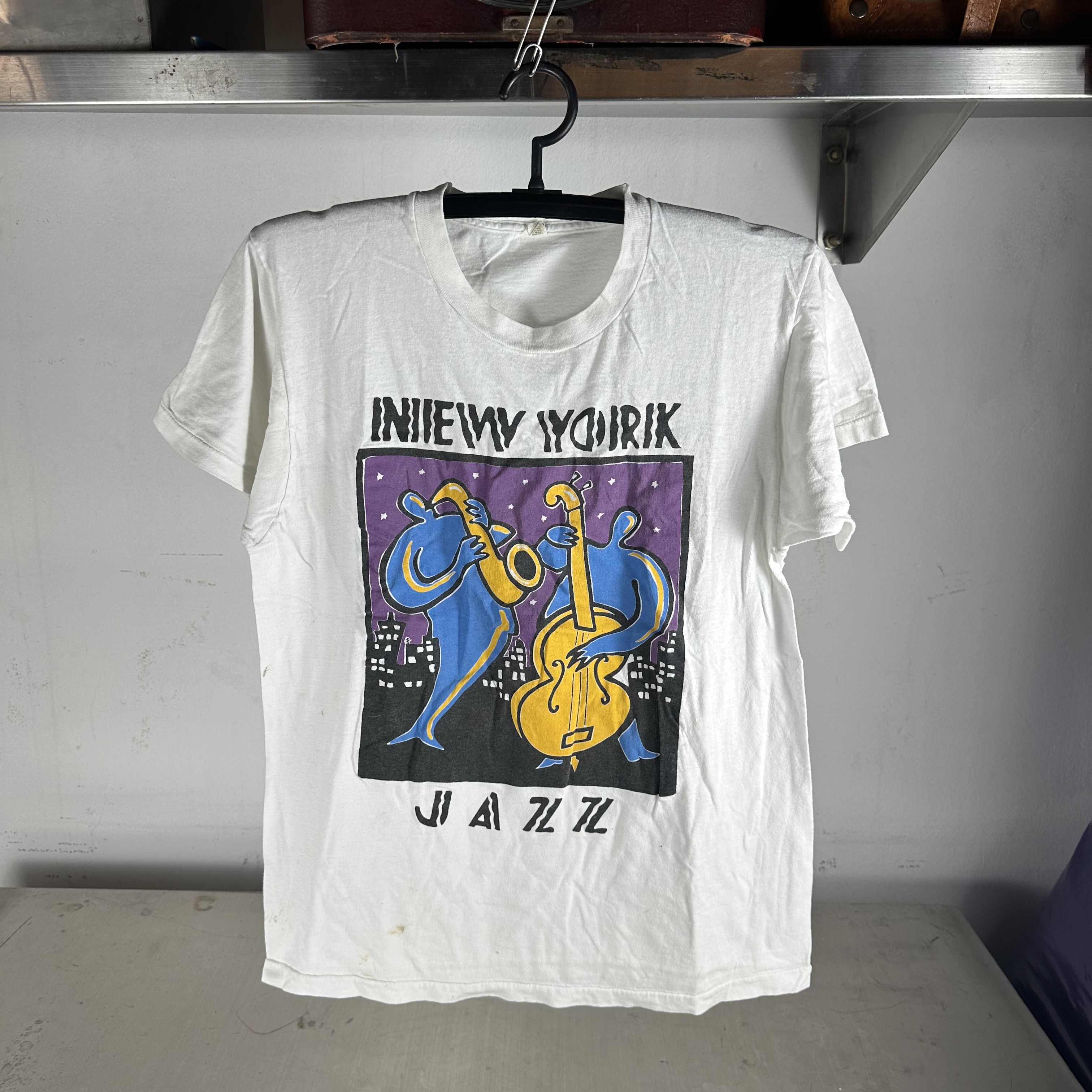 Vintage Vintage 80s New York Jazz Artwork Graphic T-shirt Size US M / EU 48-50 / 2 - 1 Thumbnail