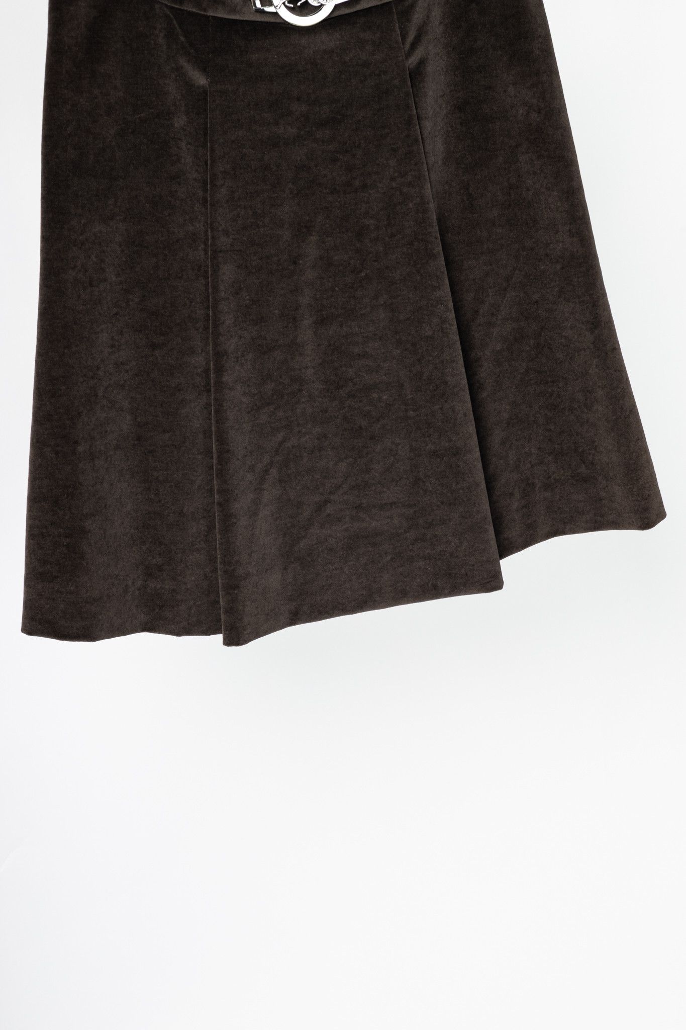 Celine Celine Brown Velvet Buckled Pleated Mini Skirt Size 28" / US 6 / IT 42 - 7 Thumbnail