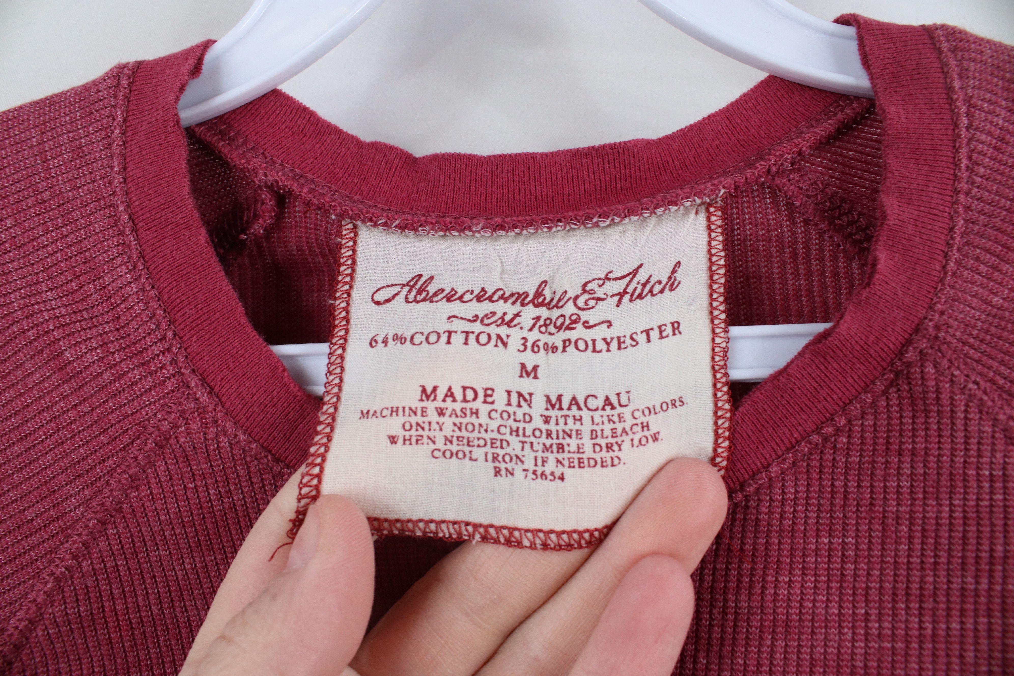 Abercrombie & Fitch × Vintage Vintage 90s Y2K Abercrombie & Fitch Knit Henley T-Shirt Red Size M / US 6-8 / IT 42-44 - 7 Thumbnail
