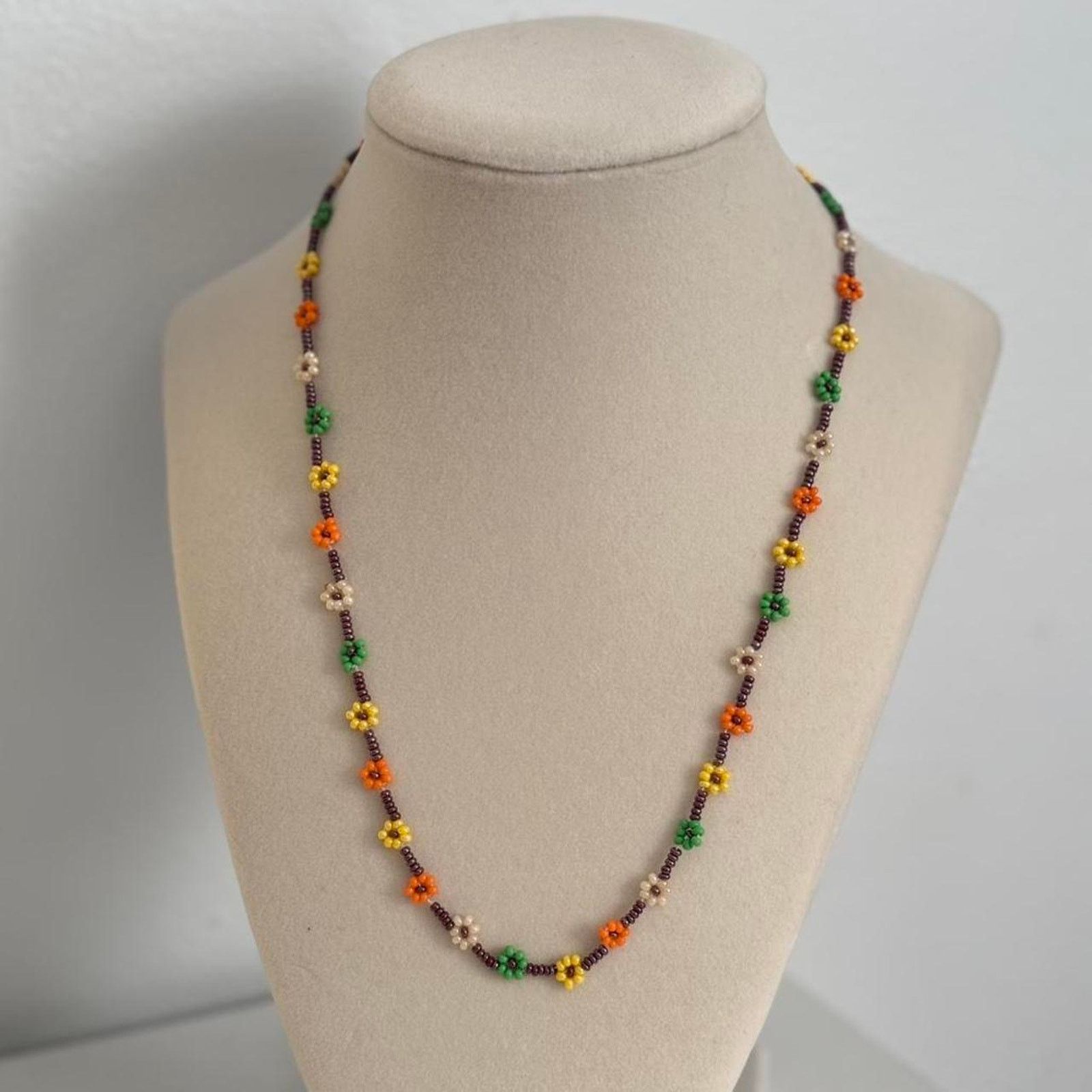 Other Multicoloured Beaded Flower Necklace Handmade Floral Size ONE SIZE - 1 Thumbnail