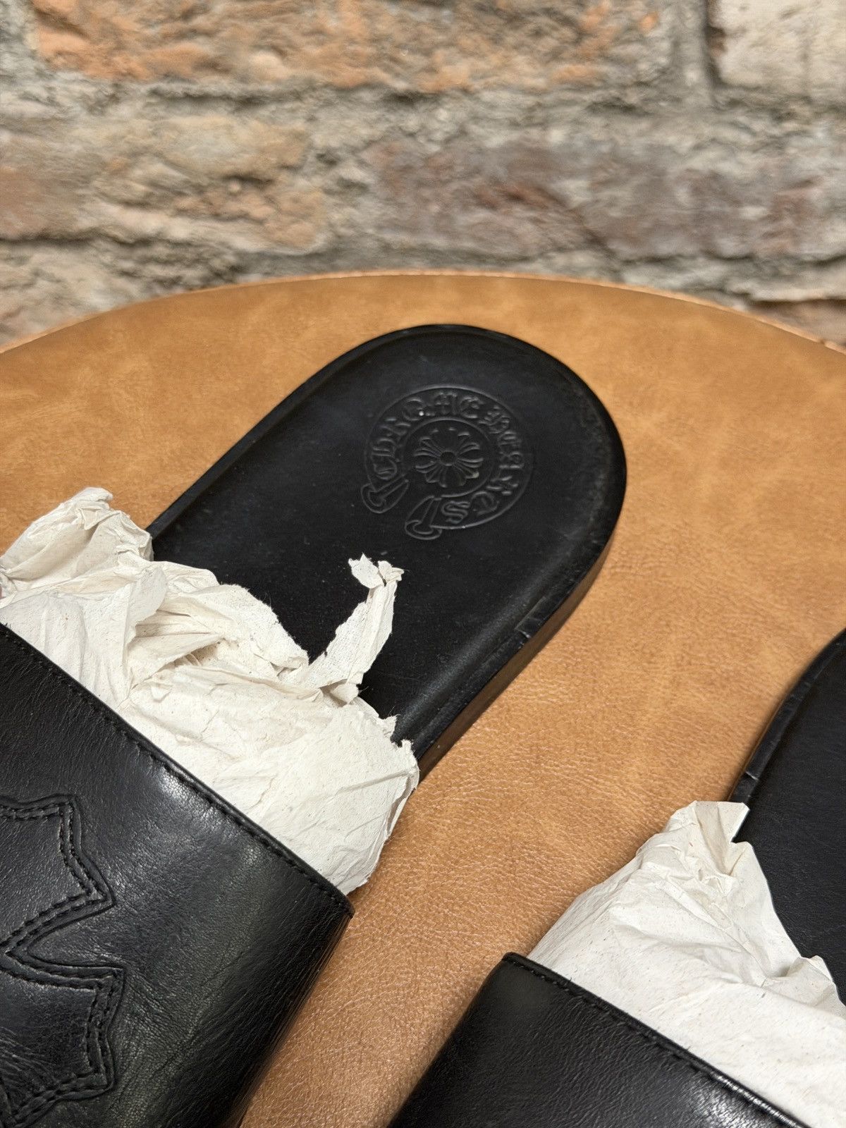 Chrome Hearts Chrome Hearts Leather Slides Black Size US 12 / EU 45 - 4 Thumbnail
