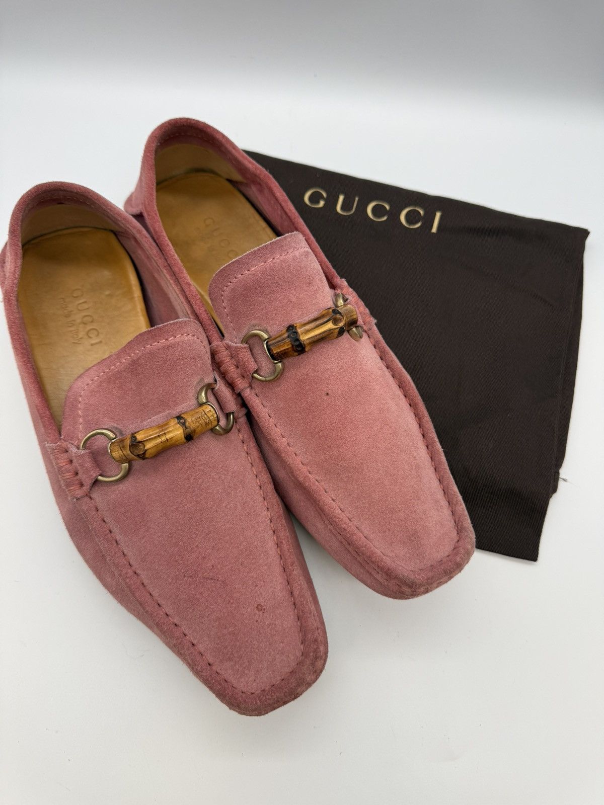 Gucci Gucci Bamboo Horsebit Suede Driving Loafers —Dusty Rose Pink Size US 11 / EU 44 - 24 Thumbnail