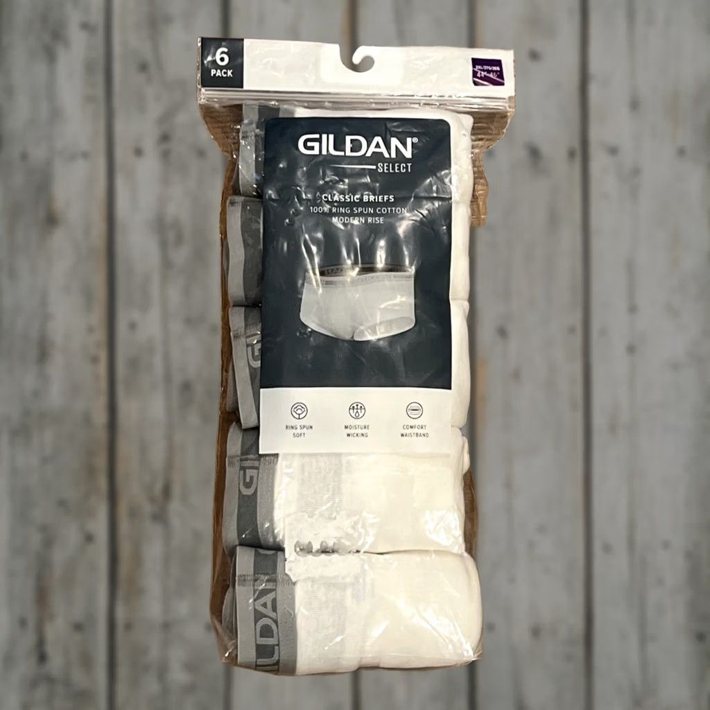 Gildan Gildan Select Men’s 2XL Briefs 44”-46” 100% Ring Spun Cotton Modern Rise 6 Pack White Size US 39 - 1 Thumbnail