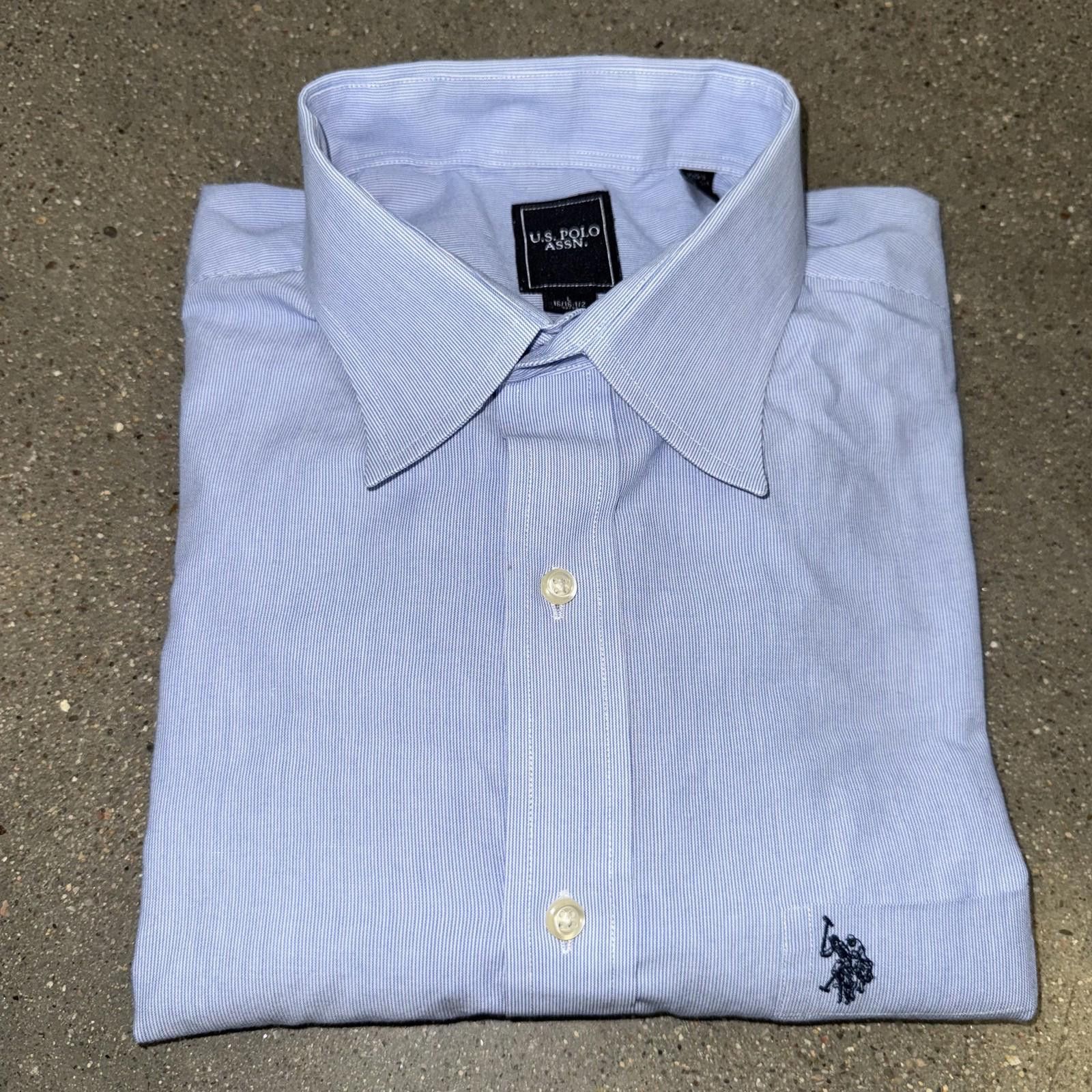 U.S. Polo Assn. US Polo Assn Shirt Mens L Blue Button Down Long Sleeve Logo Size 42R - 8 Thumbnail