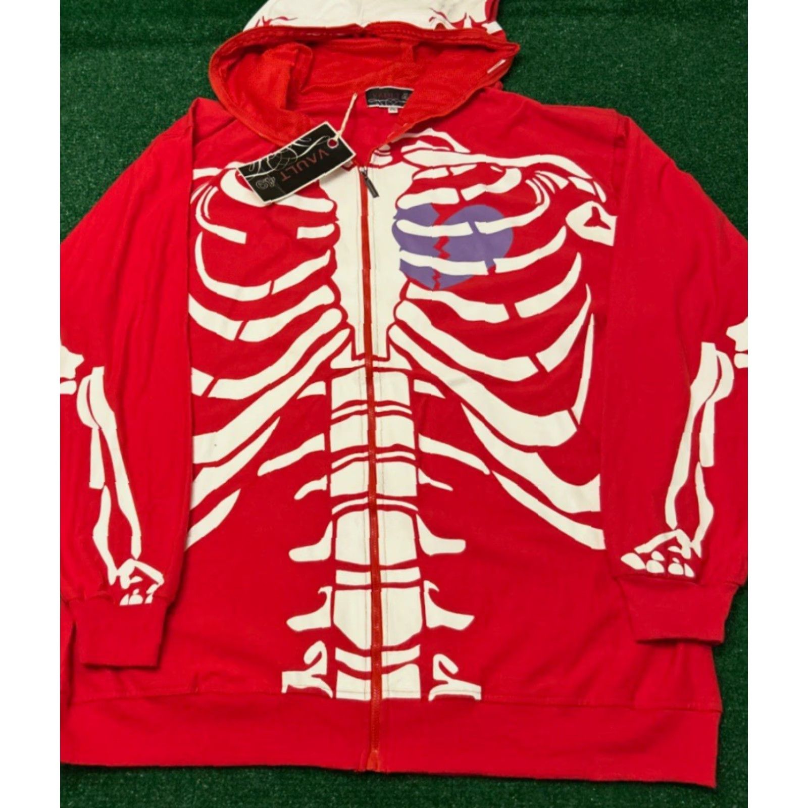 Vintage VINTAGE Vault 49 Y2K Skeleton Skull Dead Serious Style VTG Full Zip Hoodie 2XL NWT Red Mens Size US XXL / EU 58 / 5 - 5 Thumbnail