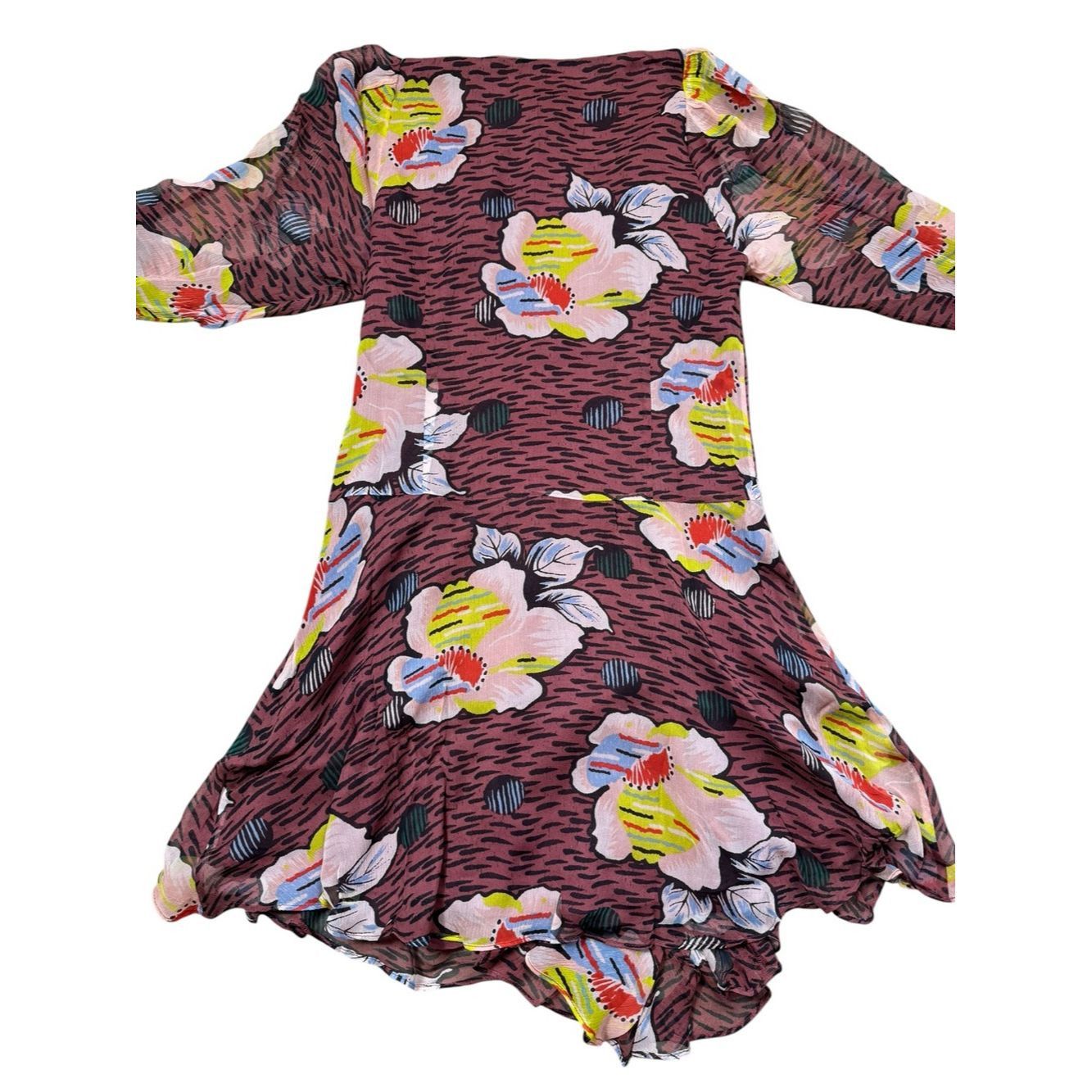 Joie NWT New $428 Joie Odilia Mini Silk Long Sleeve Dress In Oxb Size XS / US 0-2 / IT 36-38 - 4 Thumbnail