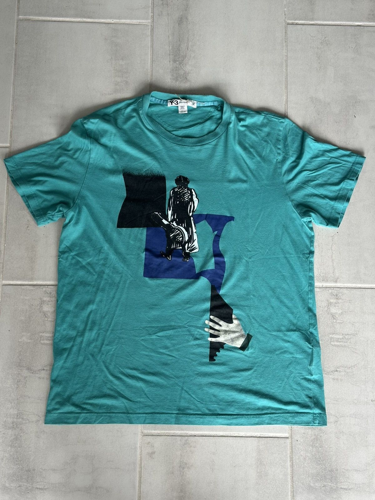 Y-3 Y-3 Yohji Yamamoto Teal Graphic T-Shirt Size US L / EU 52-54 / 3 - 1 Thumbnail