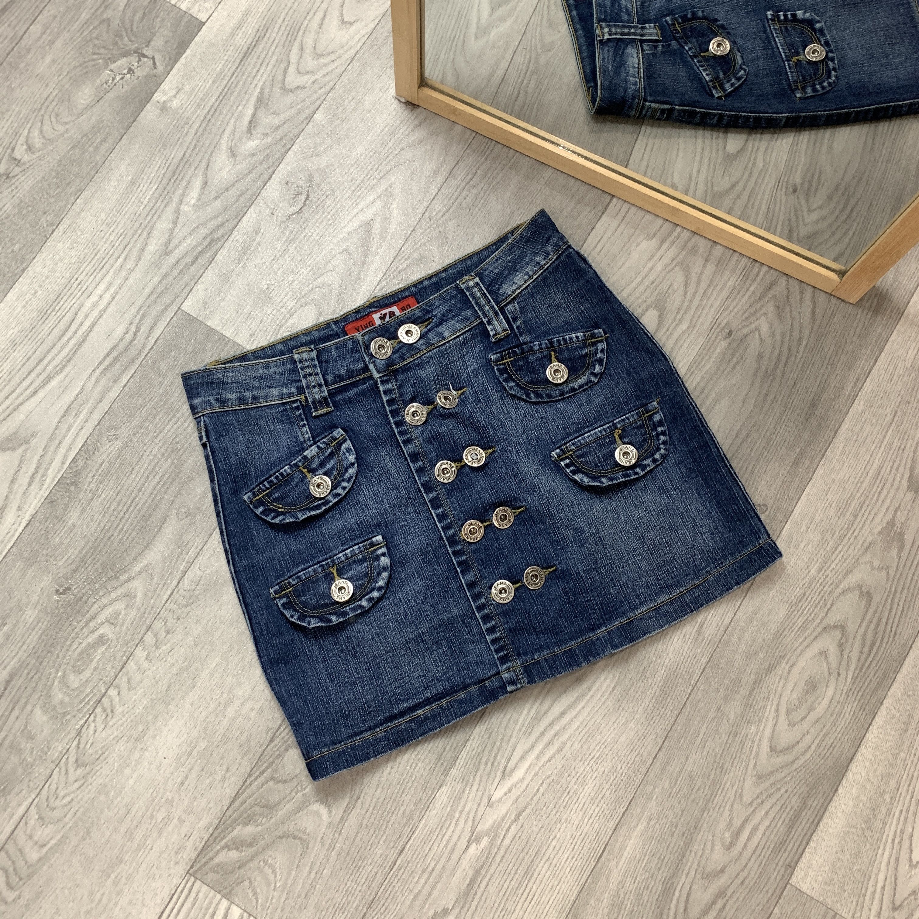 Japanese Brand Vintage Y2K Japanese Avantgarde Low Rise Denim Mini Skirt Size 26" / US 2 / IT 38 - 3 Thumbnail