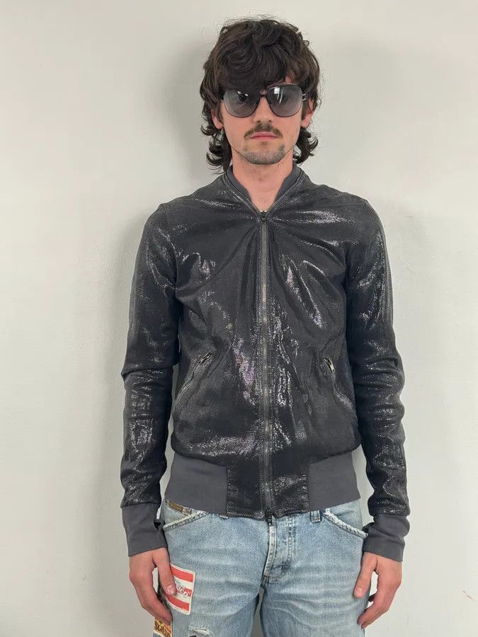 Giorgio Brato Giorgio Brato Silver Sequin Embellished Leather Bomber Jacket Size US M / EU 48-50 / 2 - 2 Thumbnail