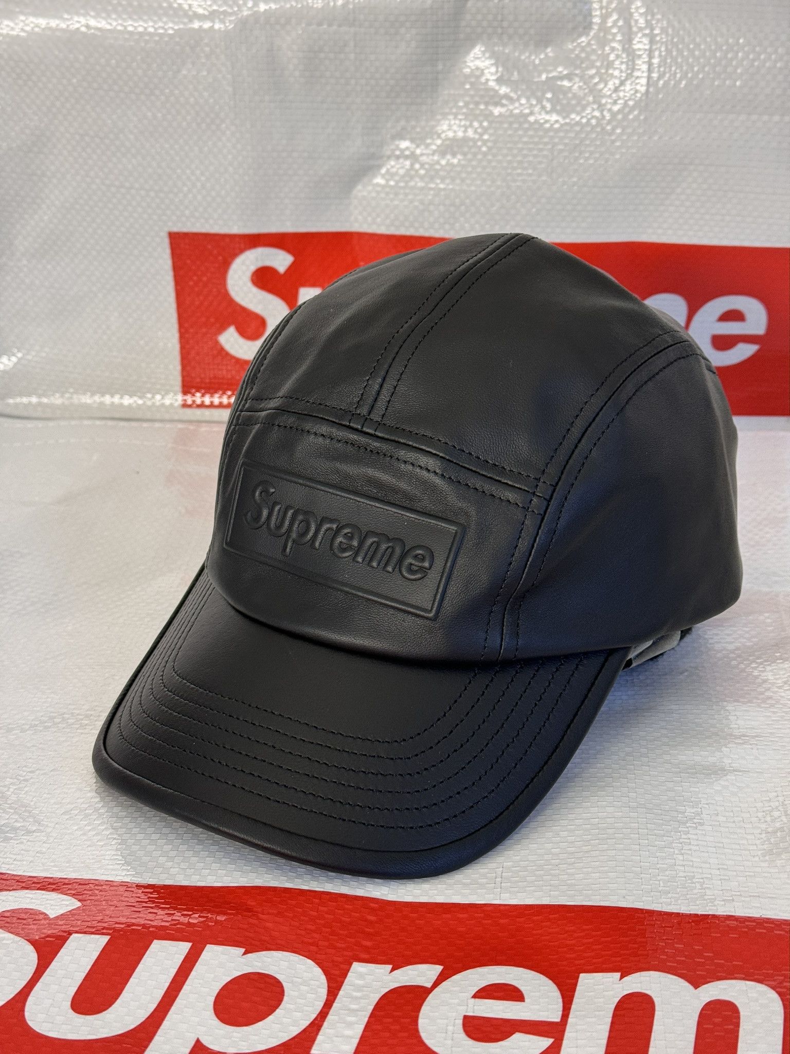 Supreme leather cap on sale