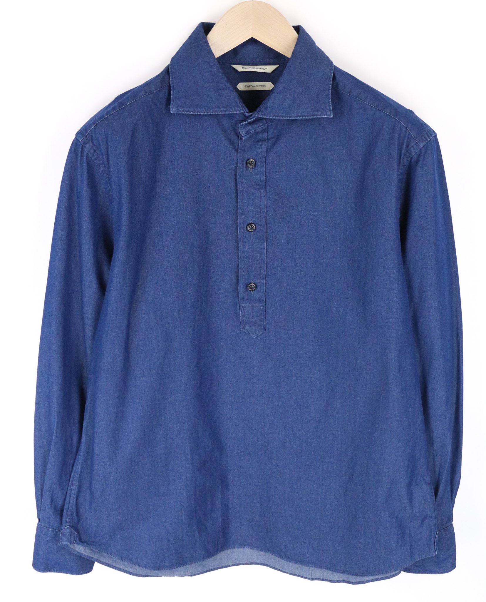 Suitsupply ~S Blue Cotton Polo Denim Look Shirt 72845 Size US S / EU 44-46 / 1 - 1 Thumbnail