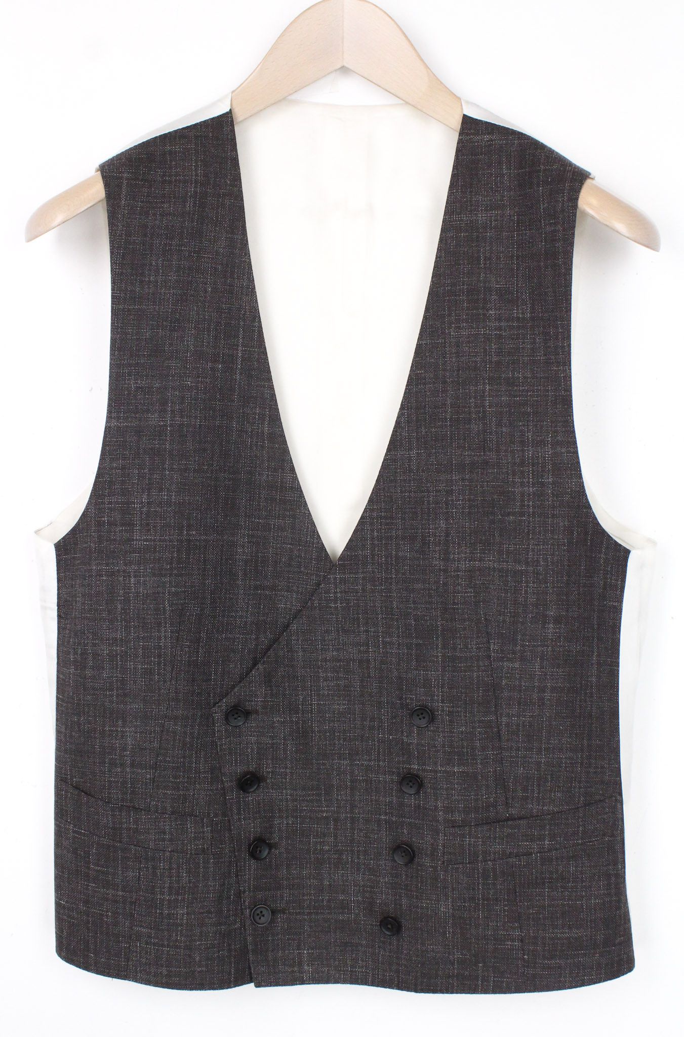 Suitsupply UK38R Brown Two-Row Melange Wool Silk Linen 72219 Size 38R - 1 Thumbnail