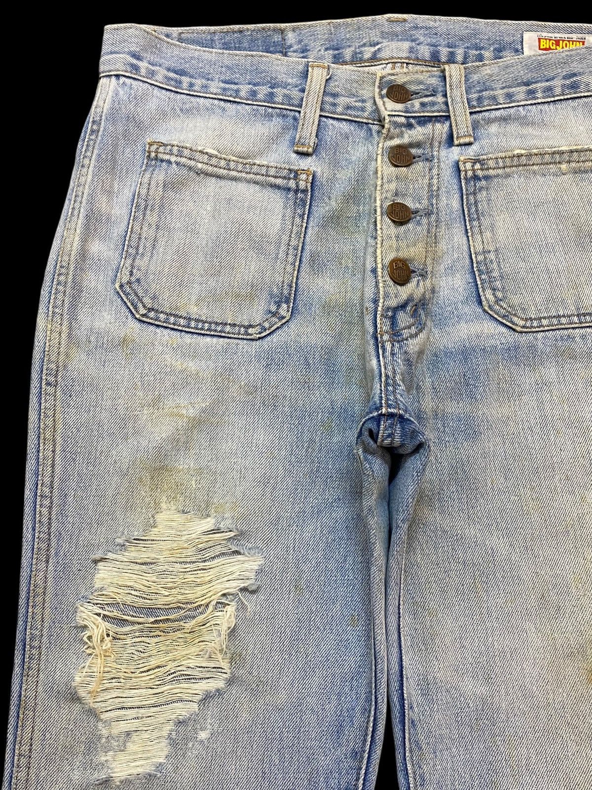 Tornado Mart Vintage Big John 70’s Fade Grunge Distressed Flare Jeans Size US 32 / EU 48 - 7 Thumbnail