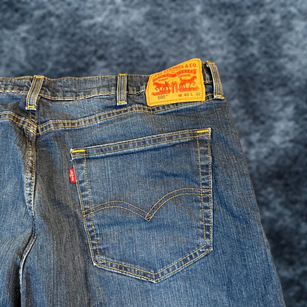 Levi's Levi's 505 Jeans Mens 40x32 Regular Fit Straight Leg Stretch Blue Denim Casual Size US 40 / EU 56 - 1 Thumbnail