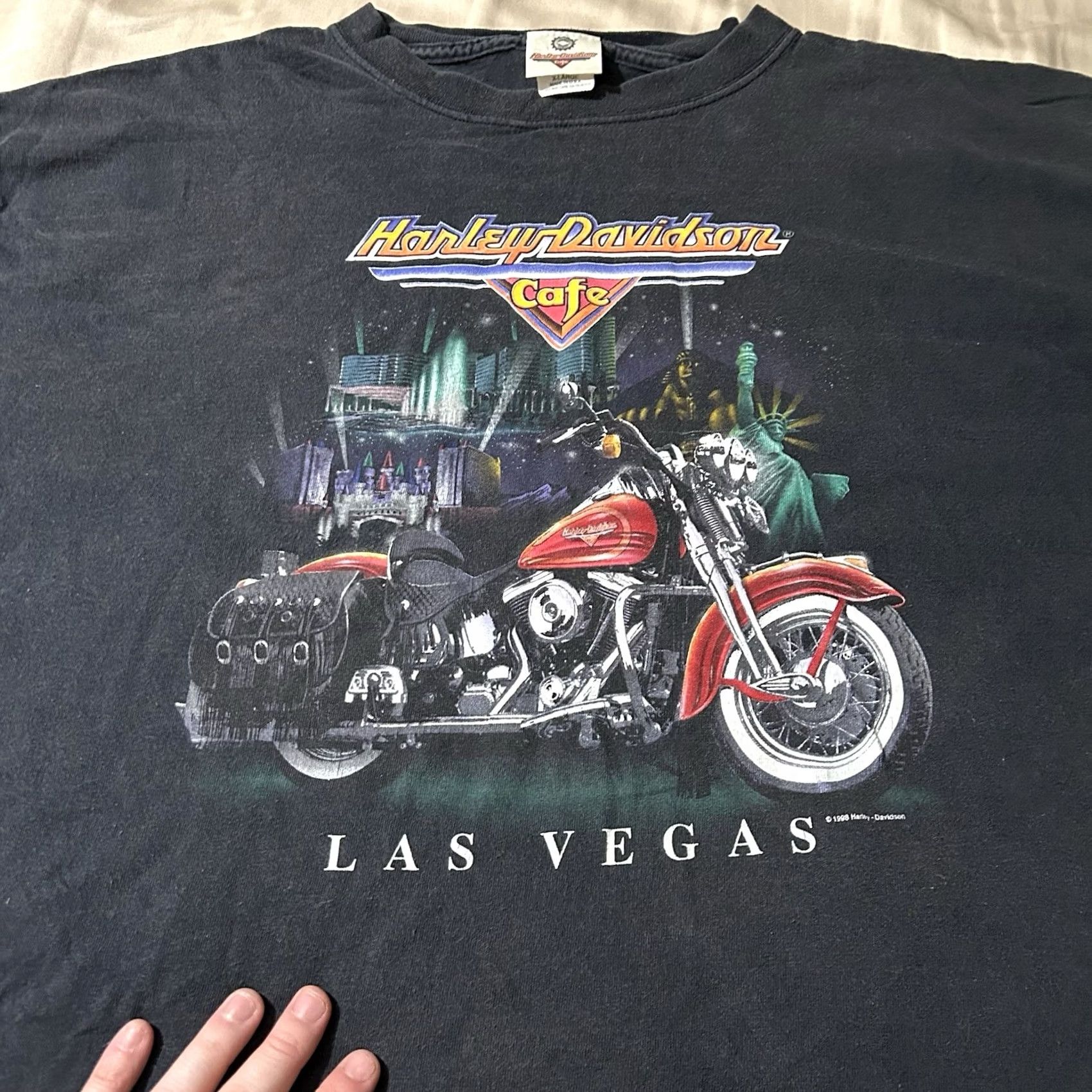 Harley Davidson VINTAGE Harley-Davidson Cafe Las Vegas Biker Shirt XL Black 90s Men T-Shirt Size US XL / EU 56 / 4 - 2 Thumbnail